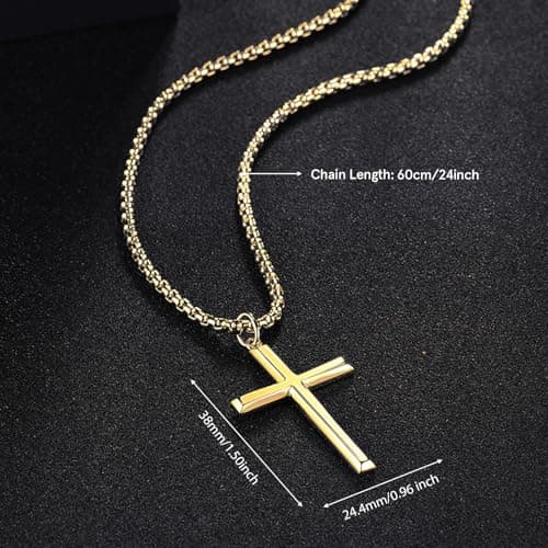 FANCIME Sterling Silver Cross Necklace for Men and Women