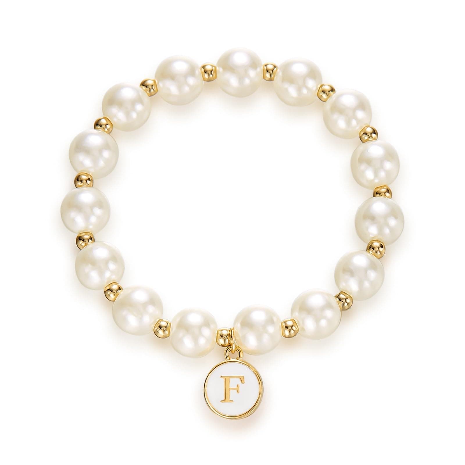 Trendy Gold Plated Pearl Initial Bracelets for Women