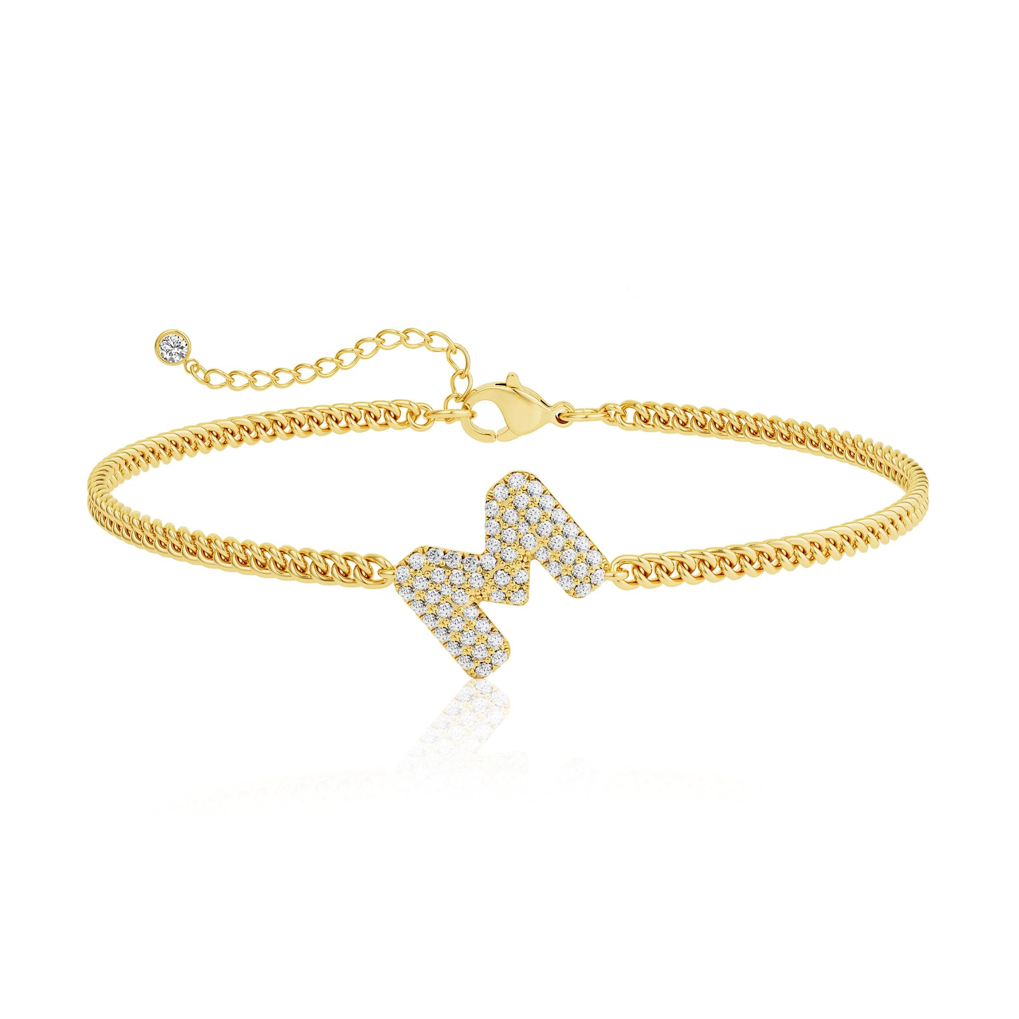 Glowing Gold Moodear Bracelets for Women - Adjustable 14K Gold Plated CZ Bubbles Cubano