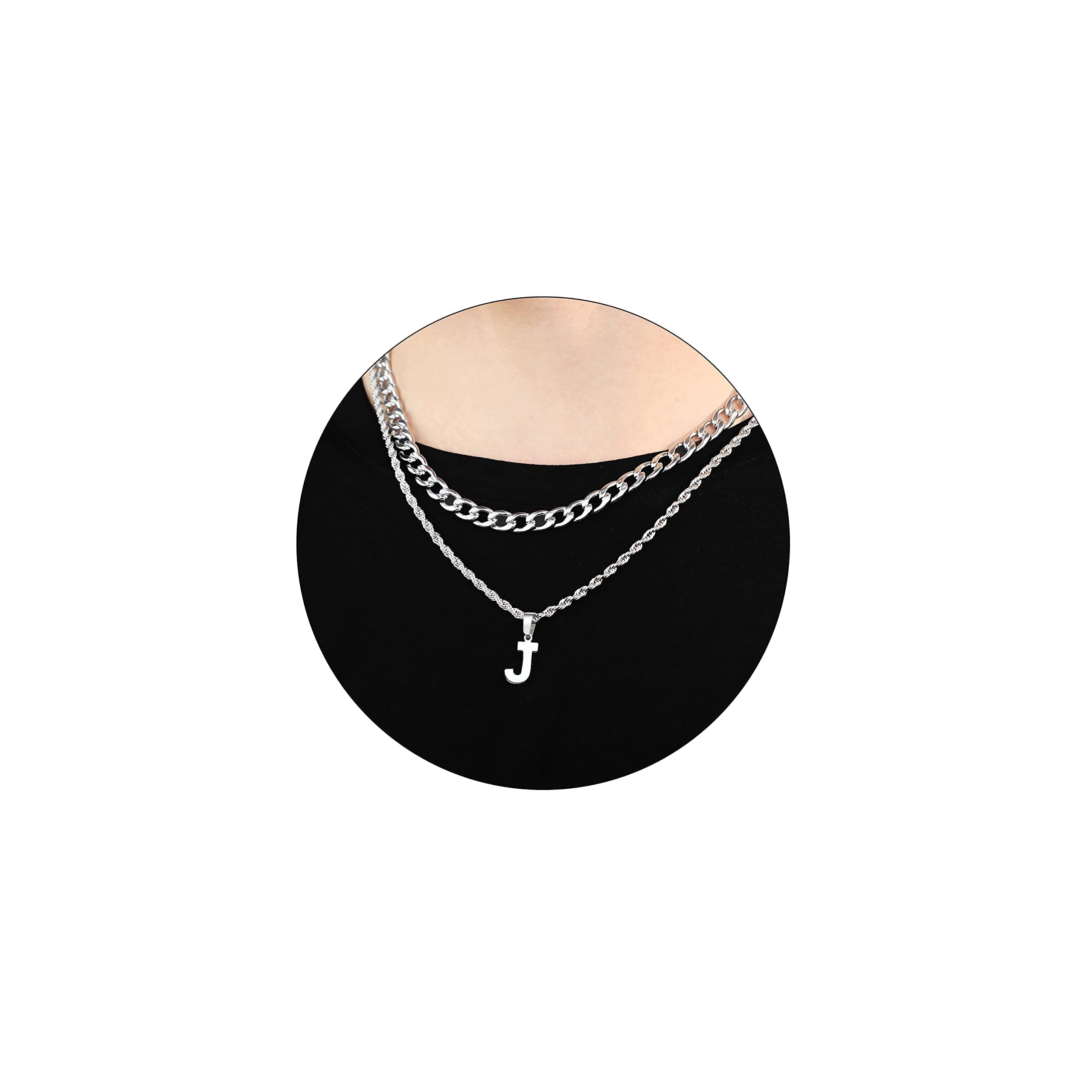 Personalized Men's Stainless Steel Figaro Chain Letter Necklace Gift