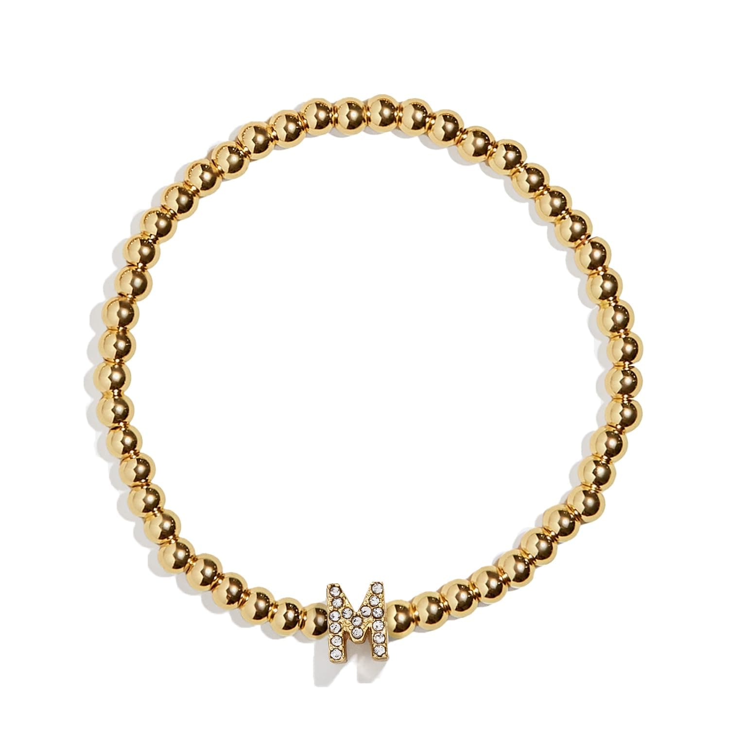 BaubleBar Pisa Stretch Bracelet - Personalized Gold-Plated Vertical Pave Initial Jewelry for Women