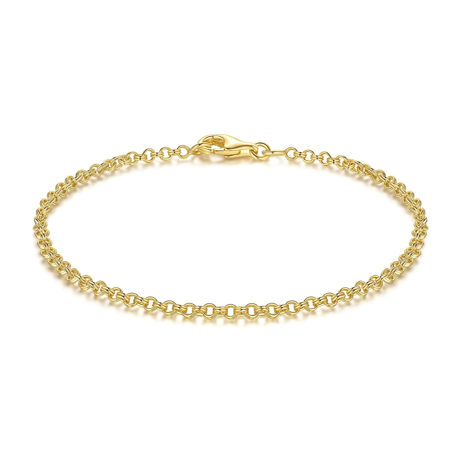 Moonfox 14K Gold Women's Non-Tarnished Double Hoop Bracelet