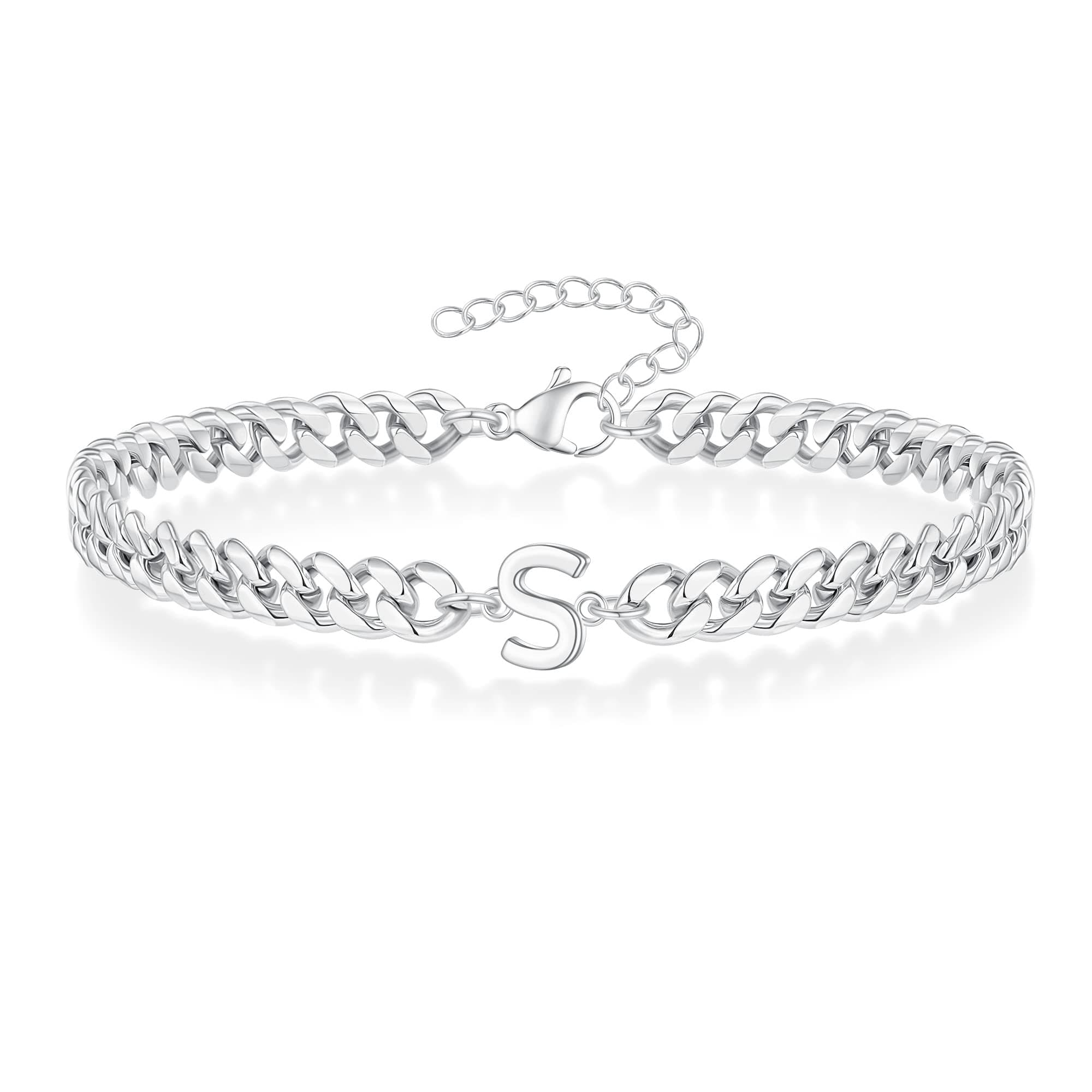FOCOOG Gold & Silver Initial Bracelet - Mens Adjustable Jewelry, Unique Gift for Husband or Dad
