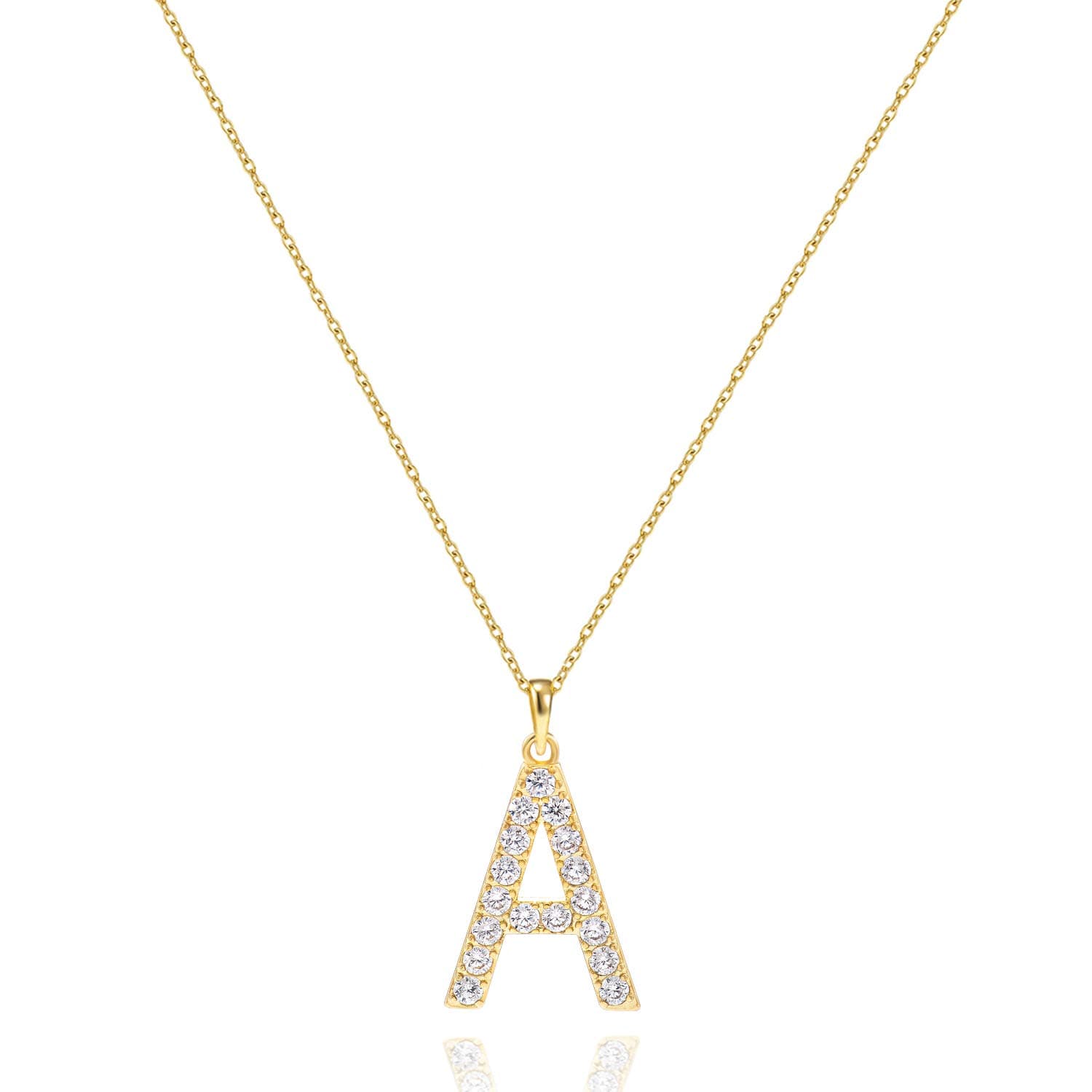 Tarsus Initial Cubic Zirconia Necklace for Women Adjustable Chain