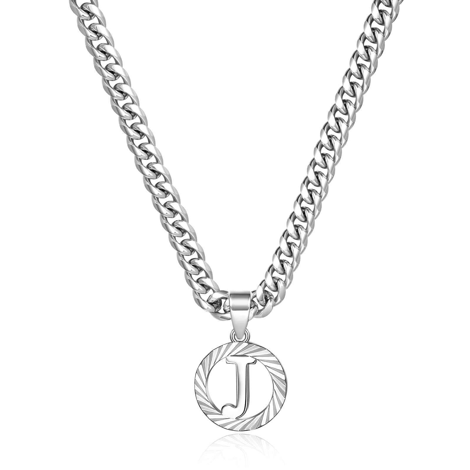 KissYan 14K Gold Plated Round Letter Pendant Necklace for Women Men