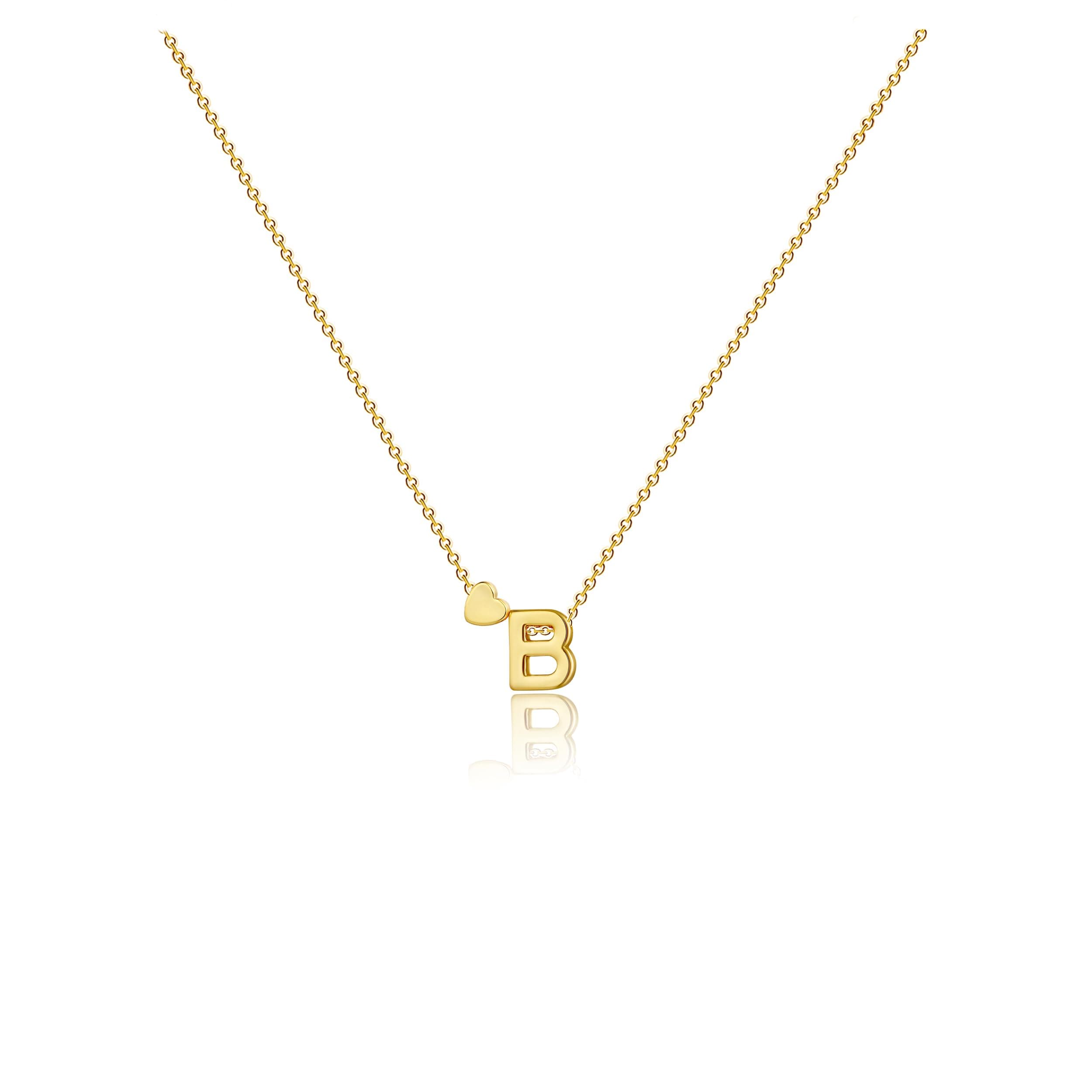 CAROVO 14K Gold Plated Heart Initial Necklaces for Women A-Z