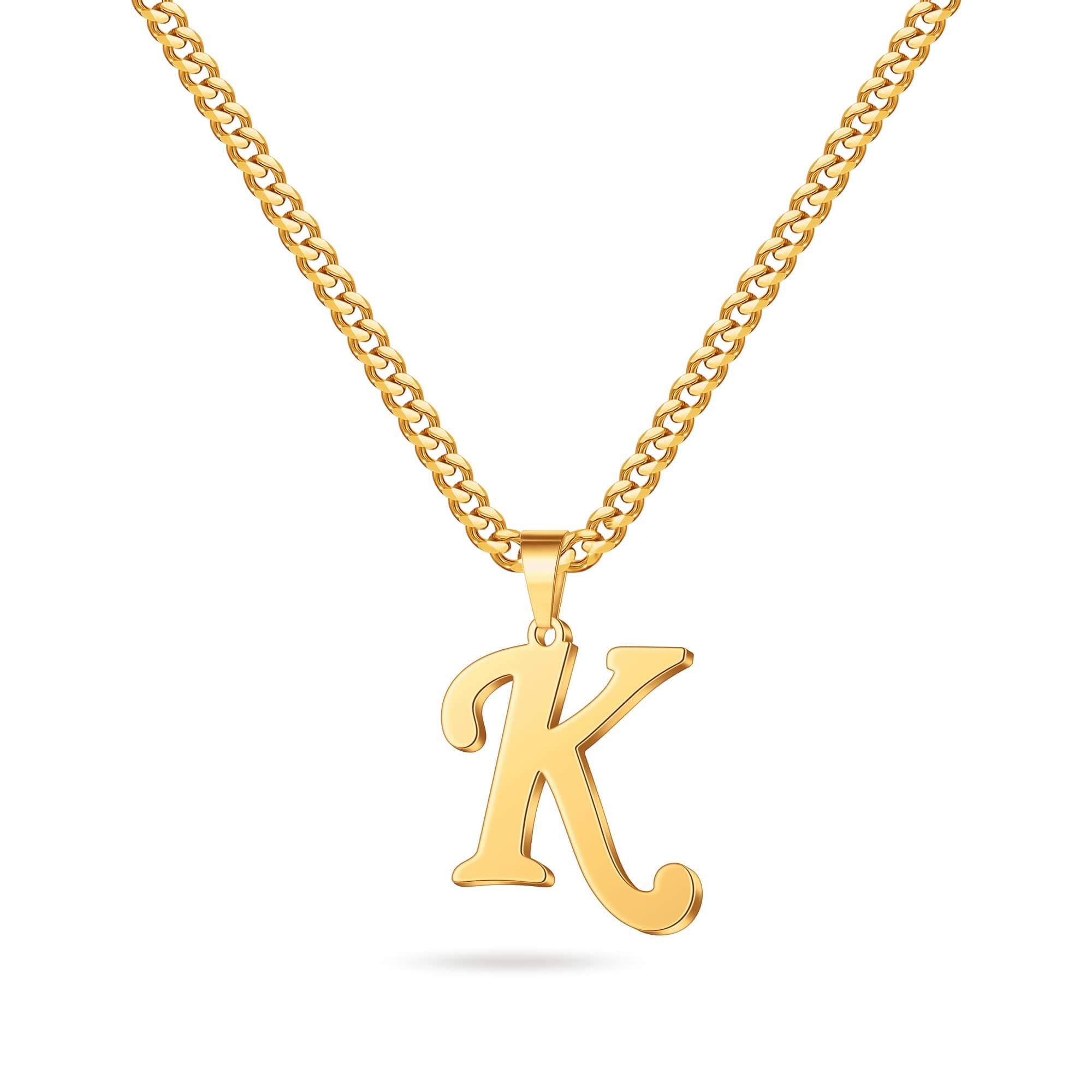 LUXEJEW Stainless Steel Cuban Chain Initial Letter Necklace for All Ages