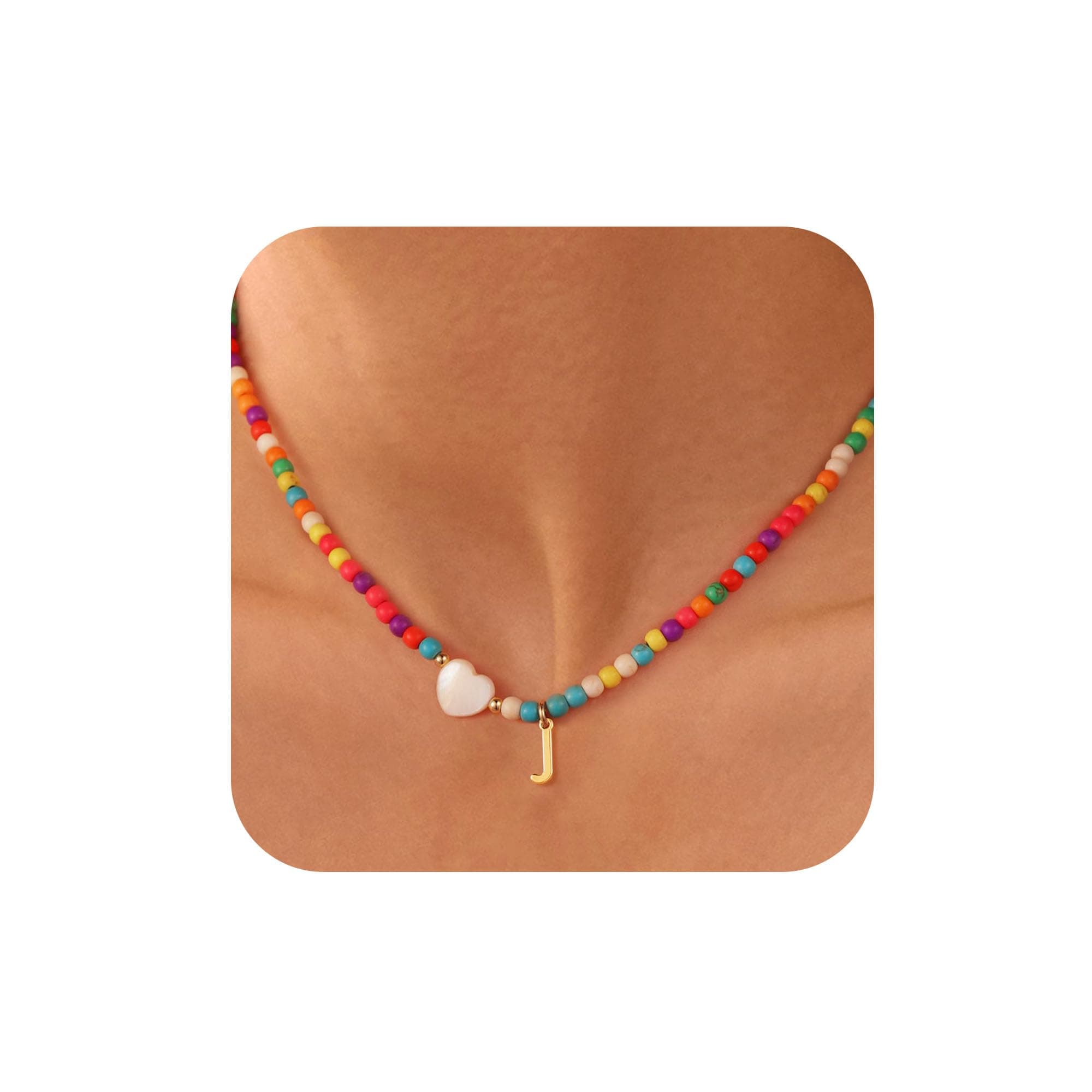 Colorful Initial Necklaces for Girls - Trendy Handmade Beaded Choker Jewelry Gifts