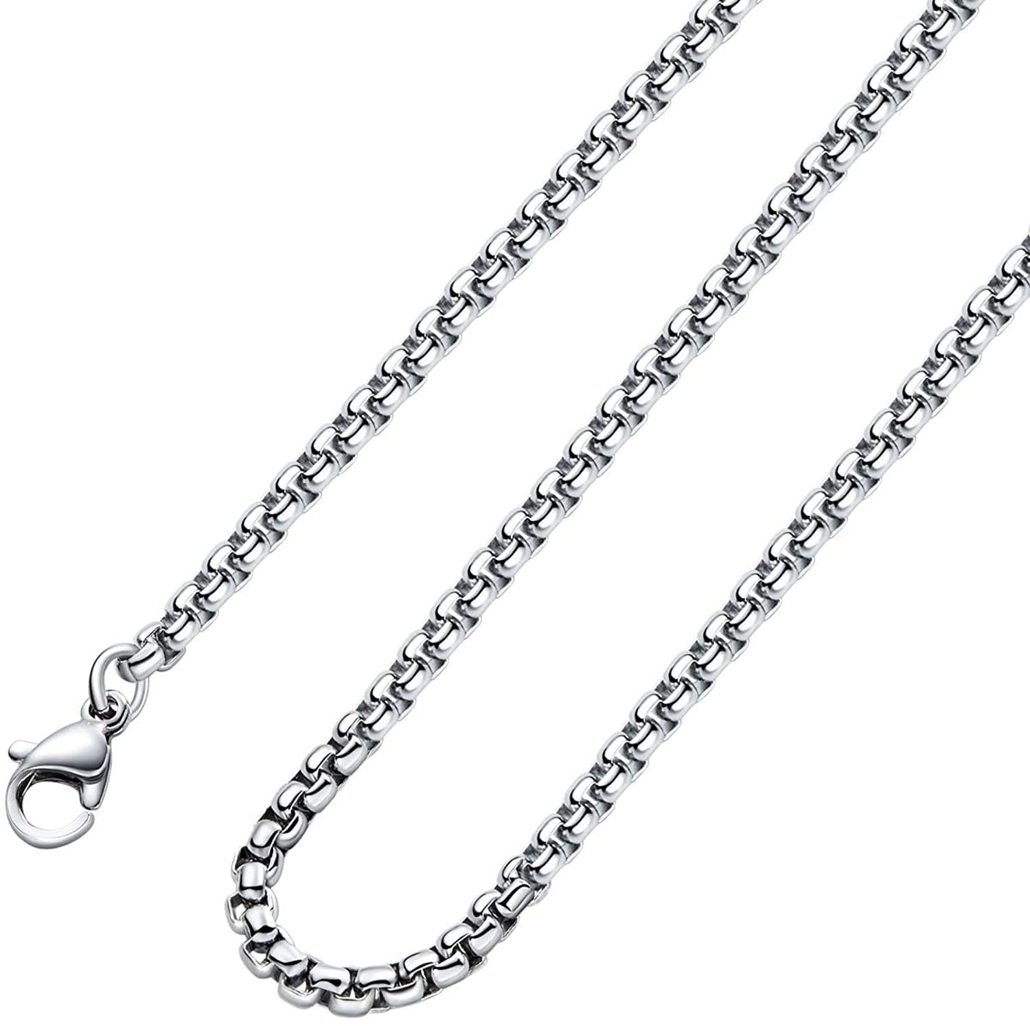Stainless Steel Round Box Chain Necklace for Men & Women