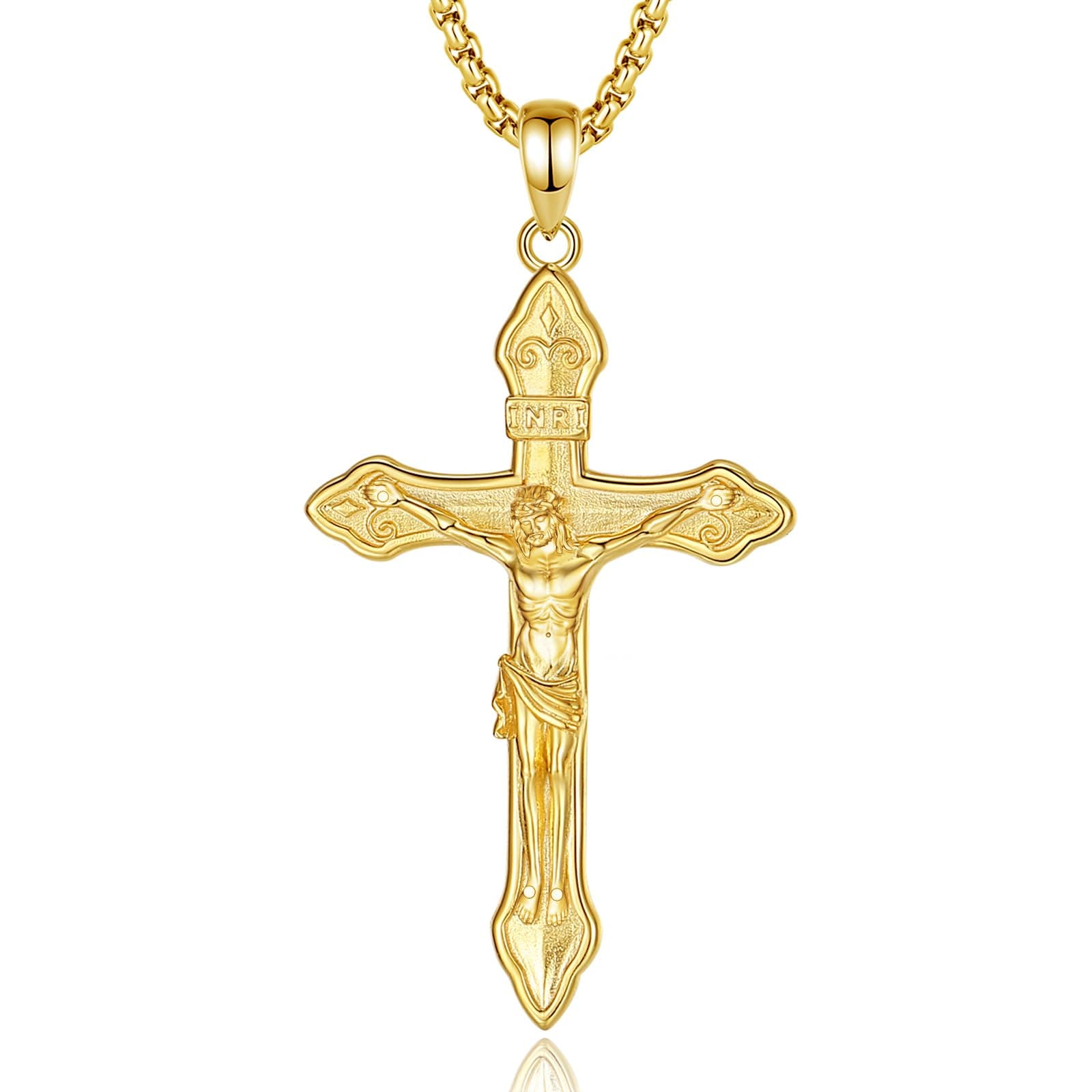EUDORA 925 Sterling Silver Crucifix Pendant Necklace with Bible Verse Amulet