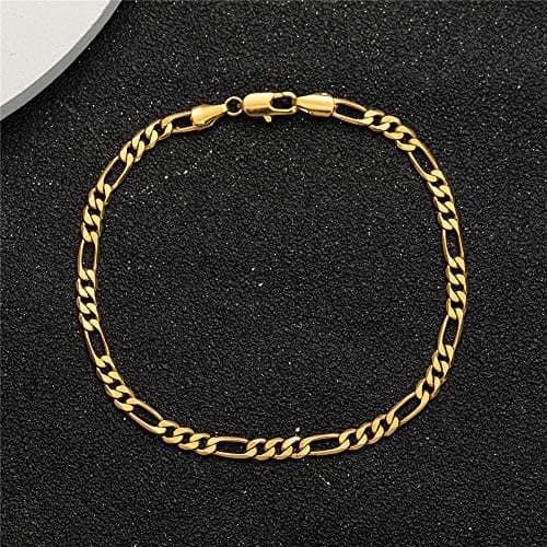 Kelistom 14K White Gold Plated Cuban Link Anklet Bracelets