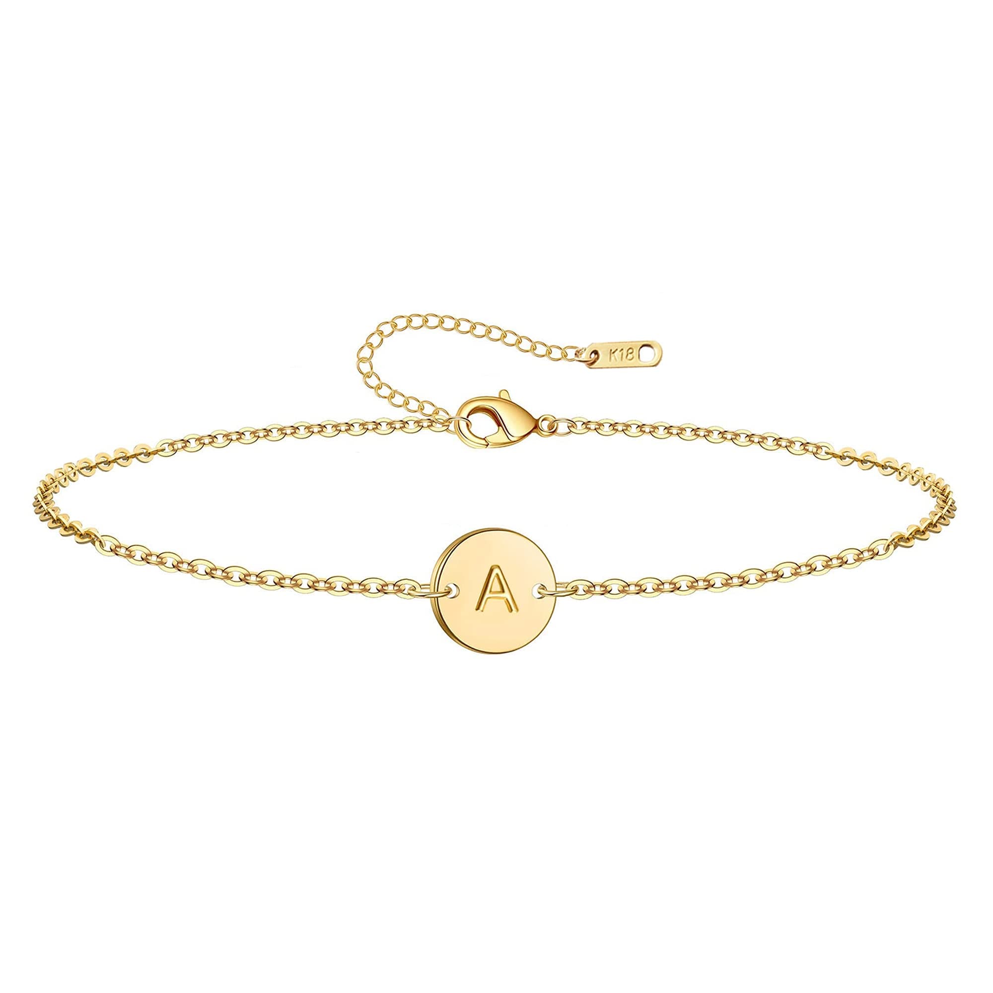 Ovian Initial Charm 18K Gold Plated Stainless Steel Bracelet