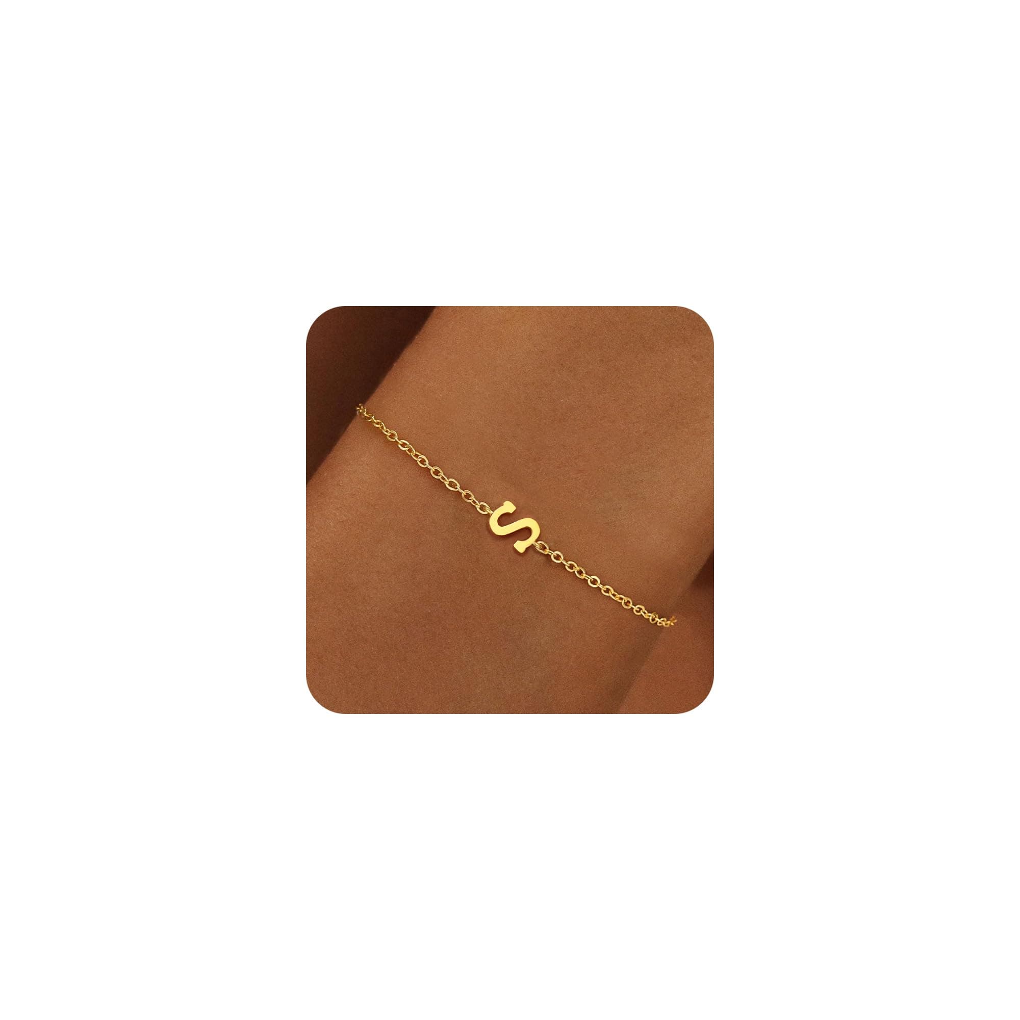 BAYLAY 18K Gold Plated Initial Bracelet for Women