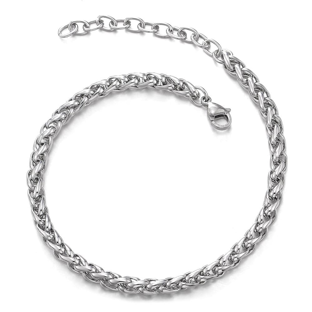 COOLSTEELANDBEYOND Classic Stainless Steel Adjustable Anklet Bracelet for Women