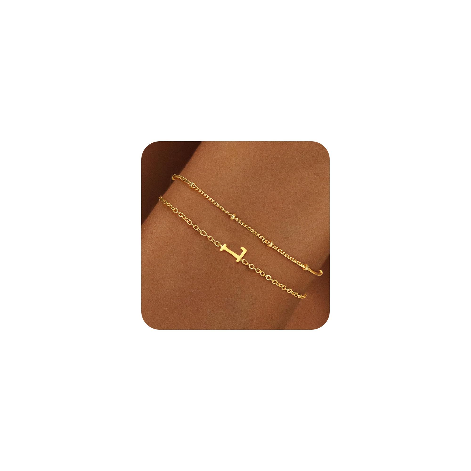 BAYLAY Gold Plated Initial Bracelet for Women - Dainty Letter Jewelry Gift