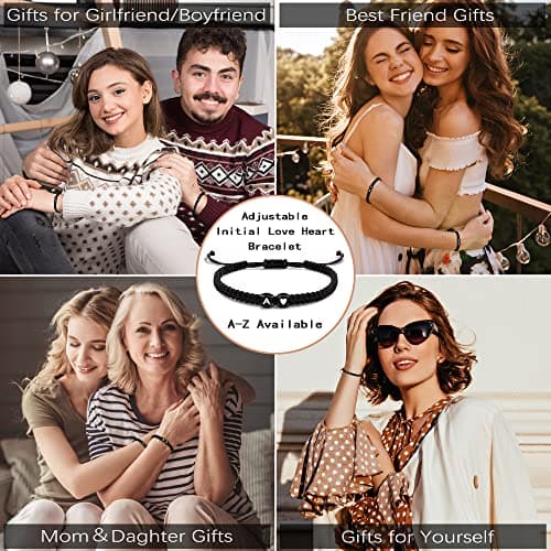 Trendy Btysun Initial Bracelets A-Z for Women and Friends Heart Link Gifts