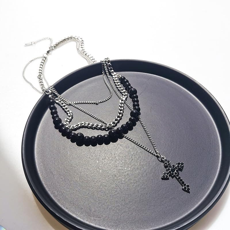 HEAKEY Stainless Steel Layered Hip Hop Choker Necklace