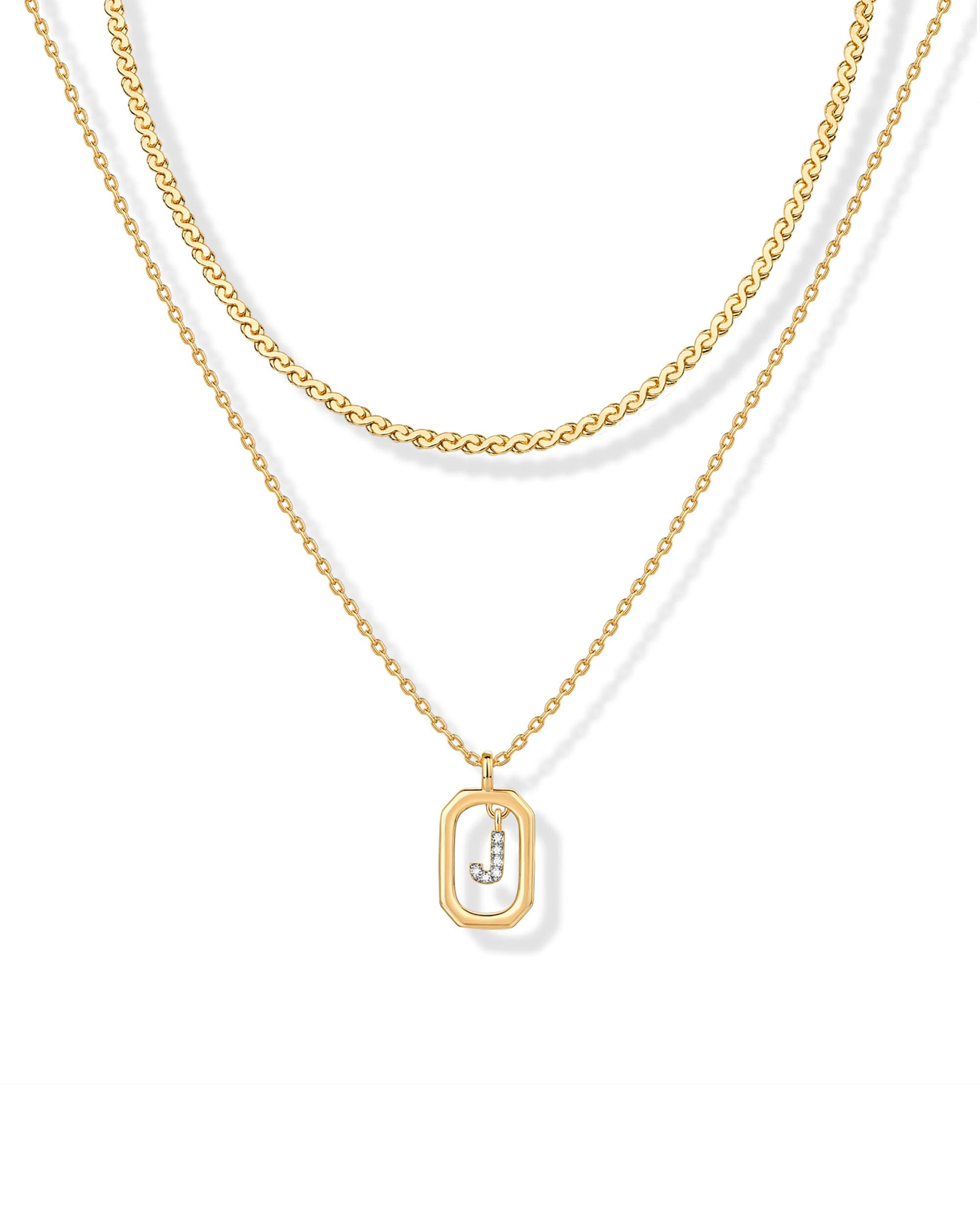 PavoI 14K Gold Plated CZ Letter Pendant Necklace for Women
