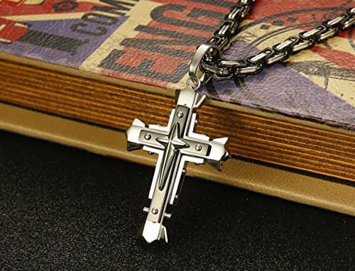 Lolas 5mm Stainless Steel Cross Pendant Necklace 22-30 Inches