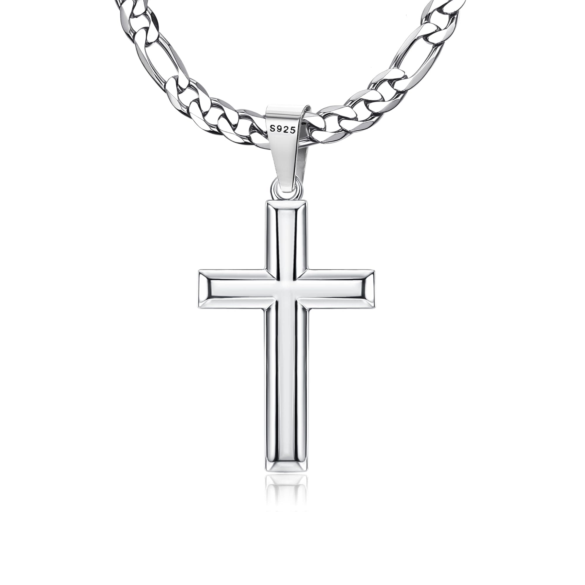 Minimalist Cross Necklace for Men & Women : Solid 925 Sterling Silver Cross Pendant