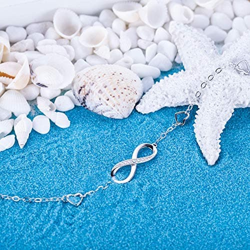 Billie Bijoux Sterling Silver Infinity Anklet Charms Large Adjustable Bracelet