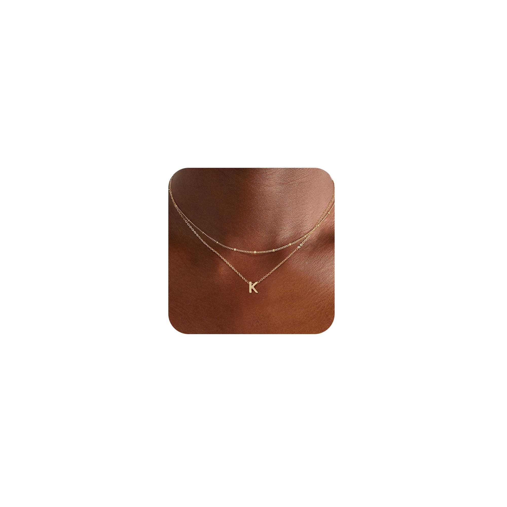 Gold Plated Round Letter A-Z Pendant Necklace for Women