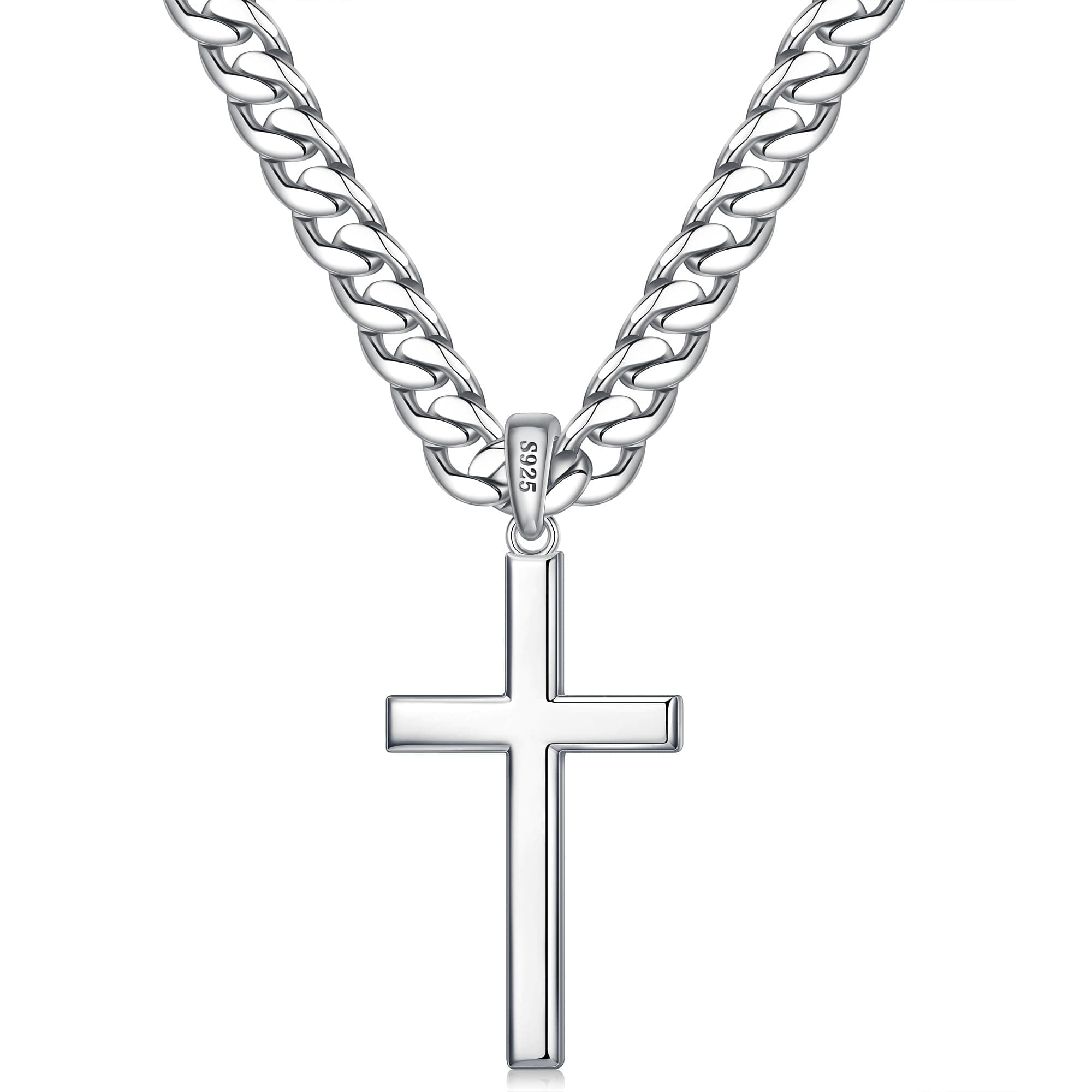 Ursteel 925 Sterling Silver Cross Necklace for Men & Women