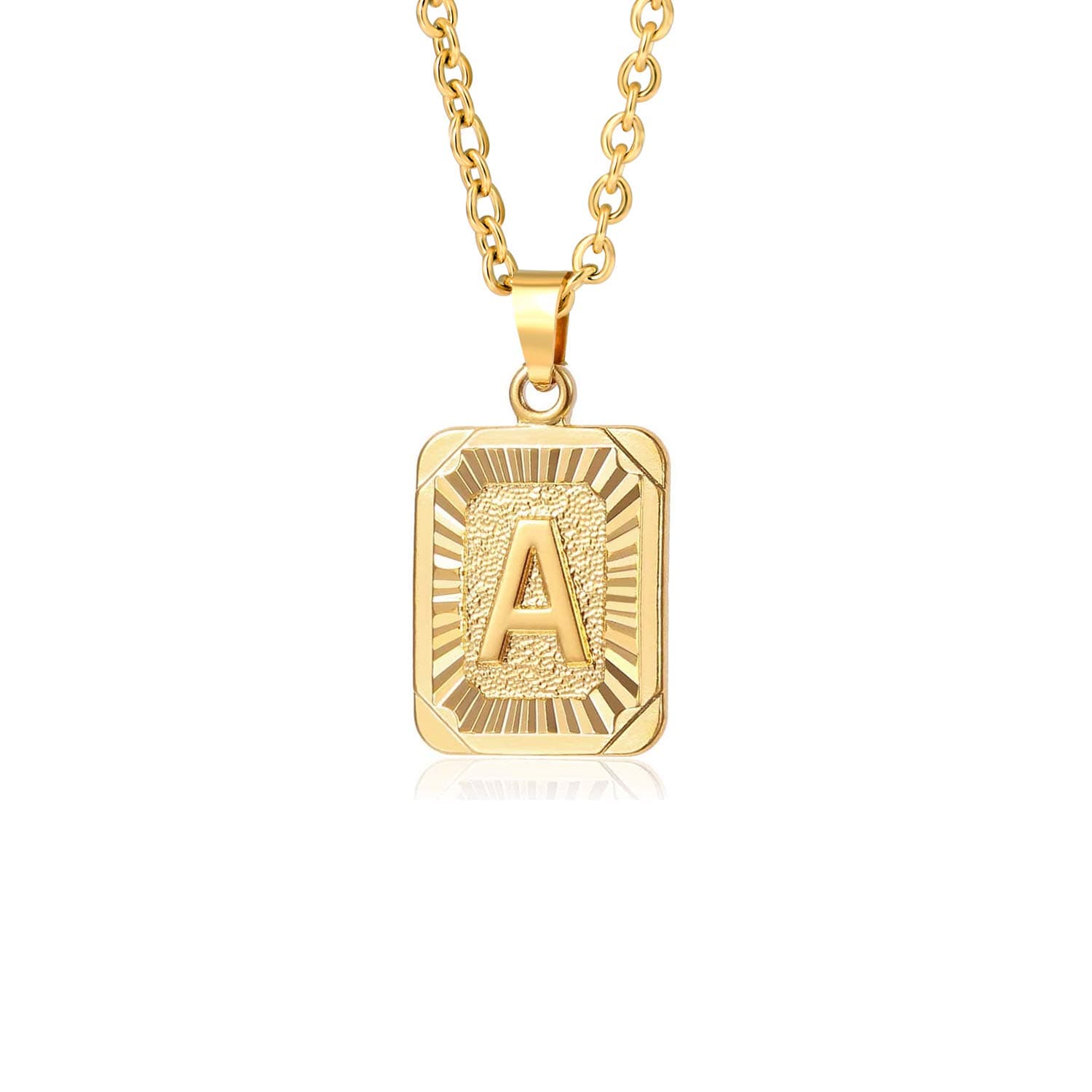 Glimmerst 18K Gold Plated Stainless Steel Initial Pendant Necklace for Women