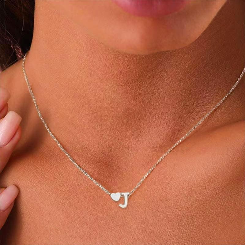 Tiny Gold Heart Initial Necklace - Personalized Mom's Gift for Women