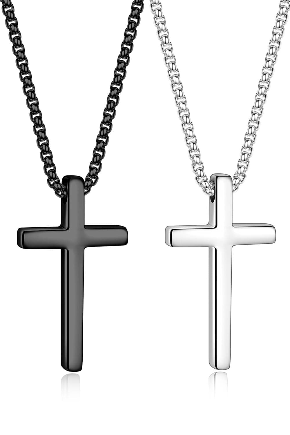 Yooblue Men's Silver Black Gold Cross Necklace 16-30 Inches