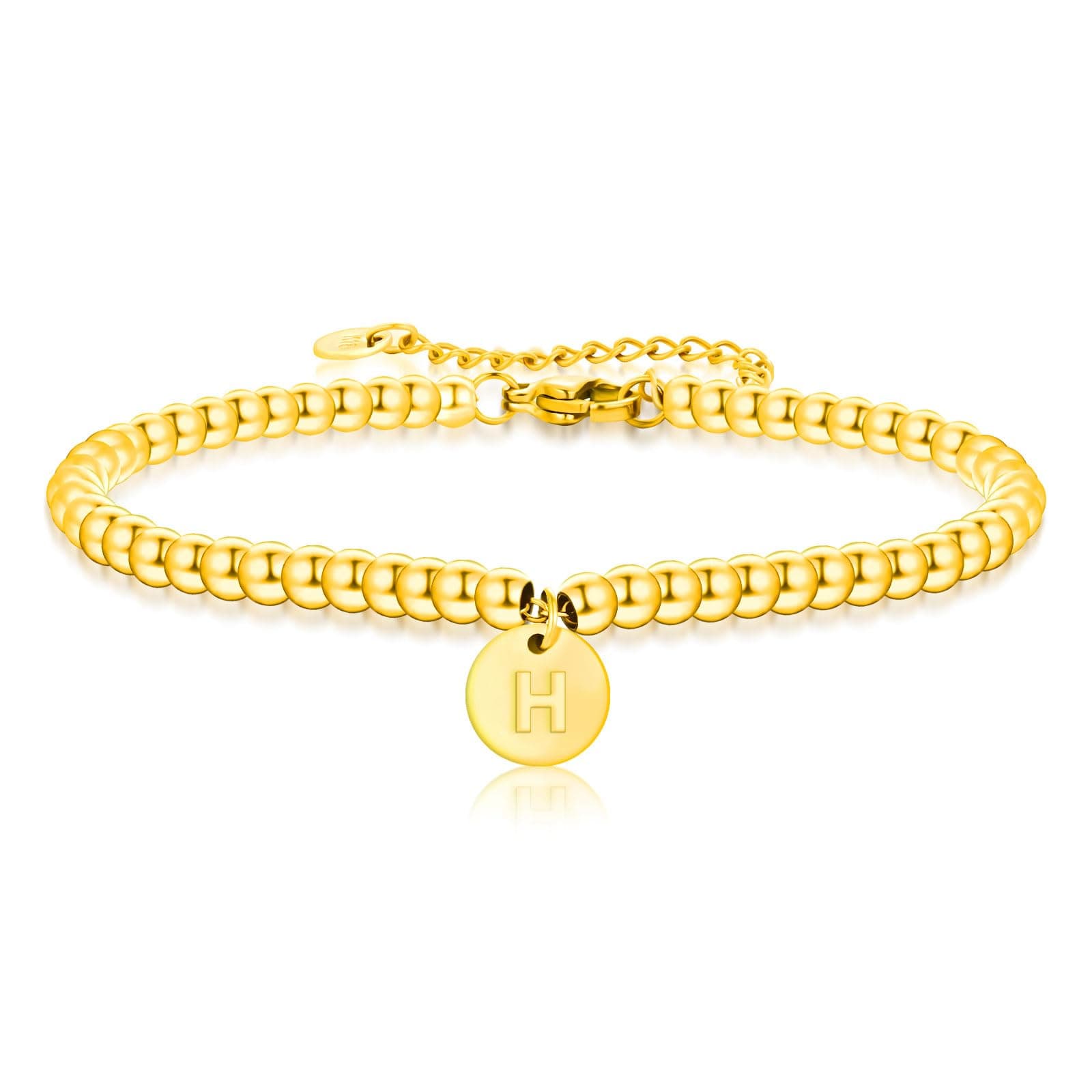 FERLYHR Gold-Plated Initial A-Z Charm Disc Bracelet for Women