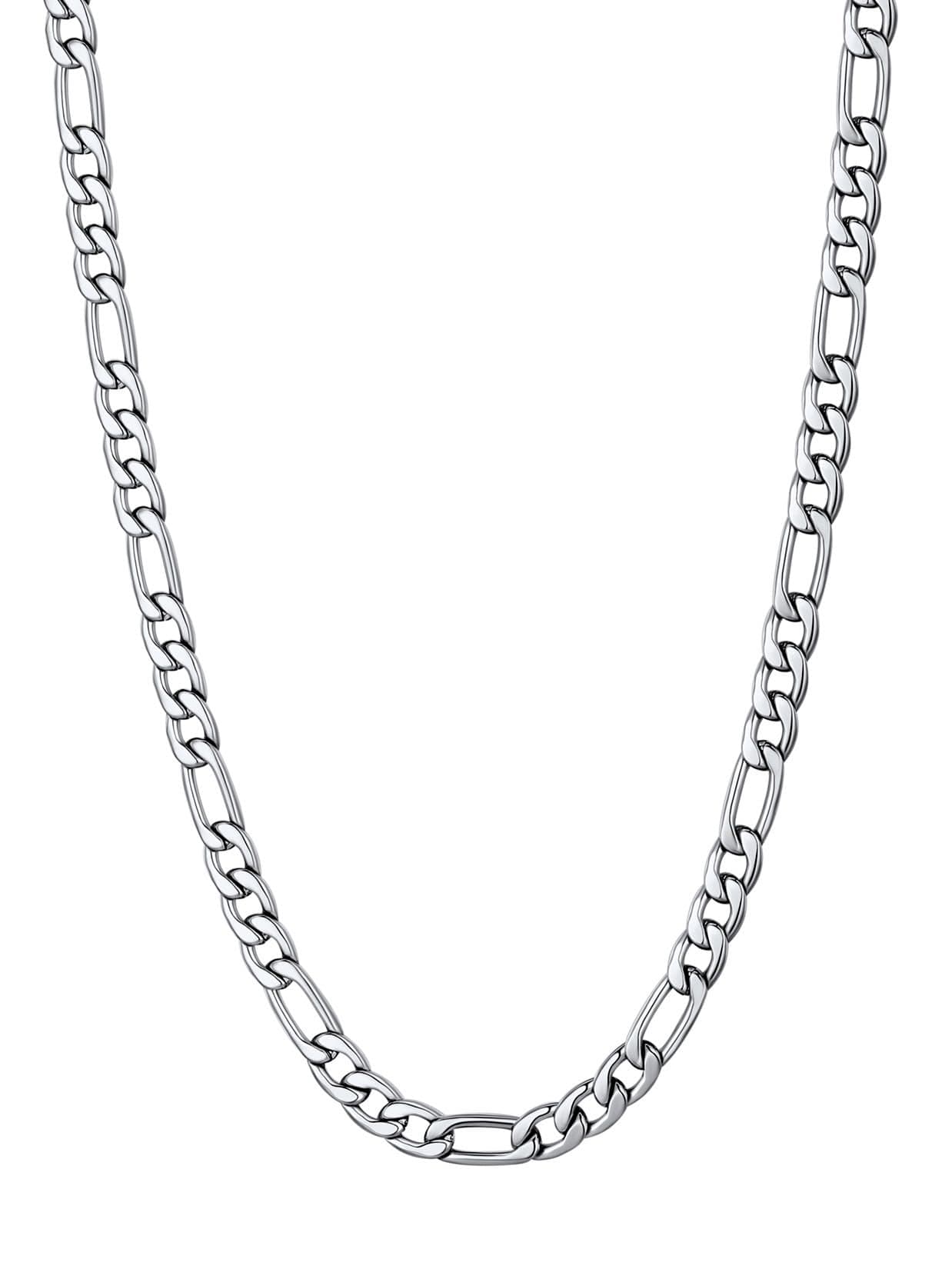 Men's 18K Gold Plated Figaro Chain Necklace 3mm-9mm, 16"-30"