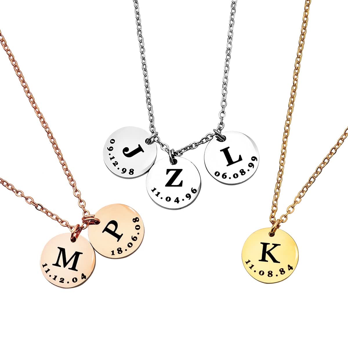Caramel Personalized Initial Coin Necklace for Women | Custom Stainless Steel Pendant