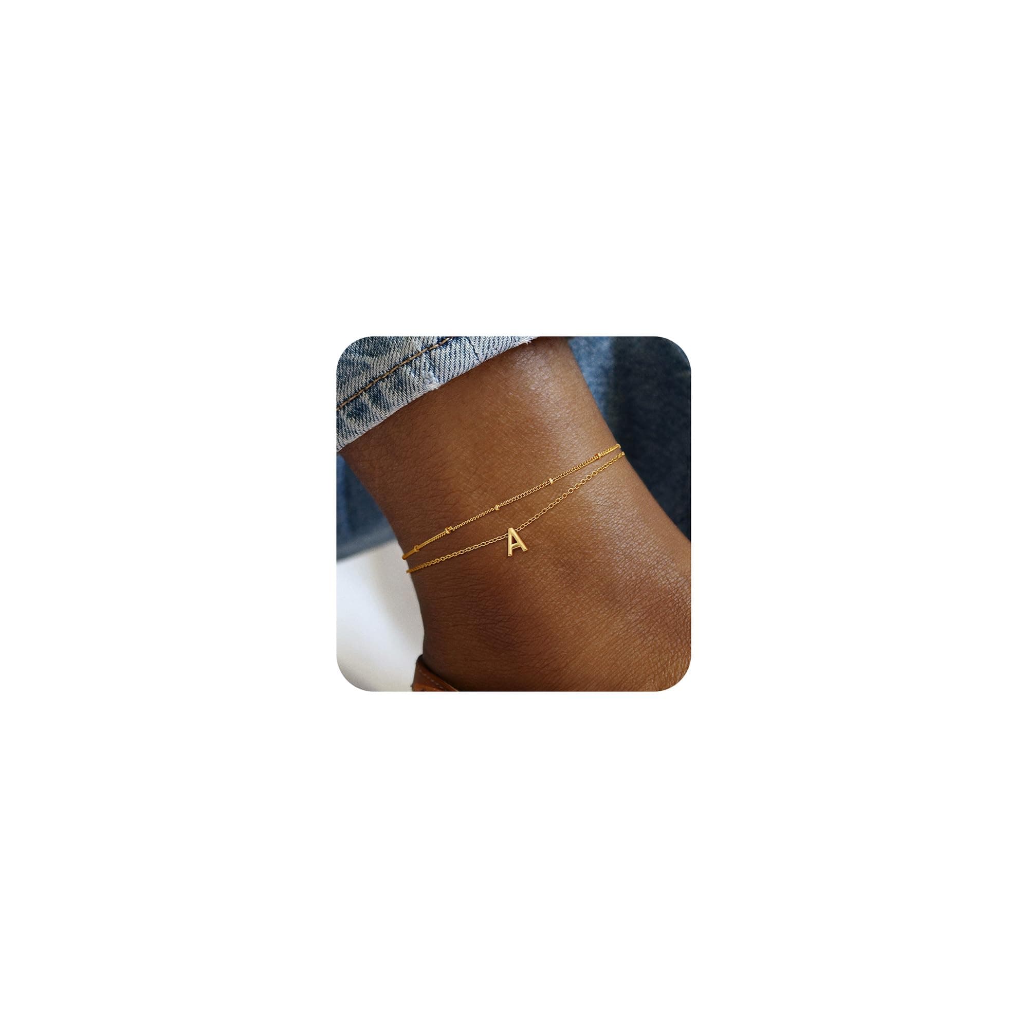 Turandoss Women's 14K Gold Plated Ankle Bracelets