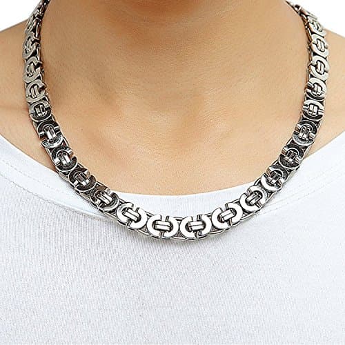 Urban Jewelry Mechanic Style Wide Silver Men's Necklace (19, 21, 23 inches, 11 mm)
