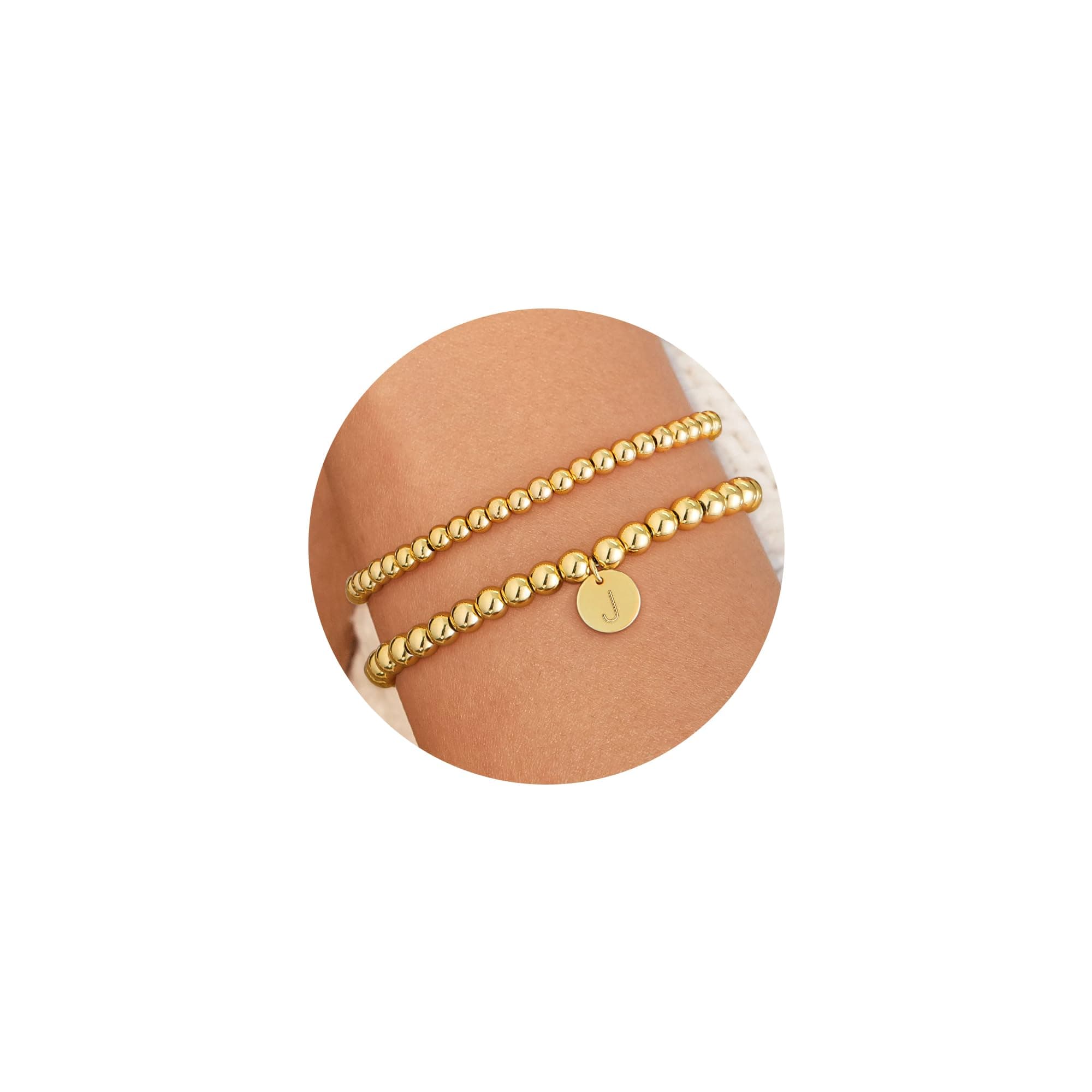 Honsny Gold Plated Initial Bracelet Set for Women A-Z Adjustable Charms