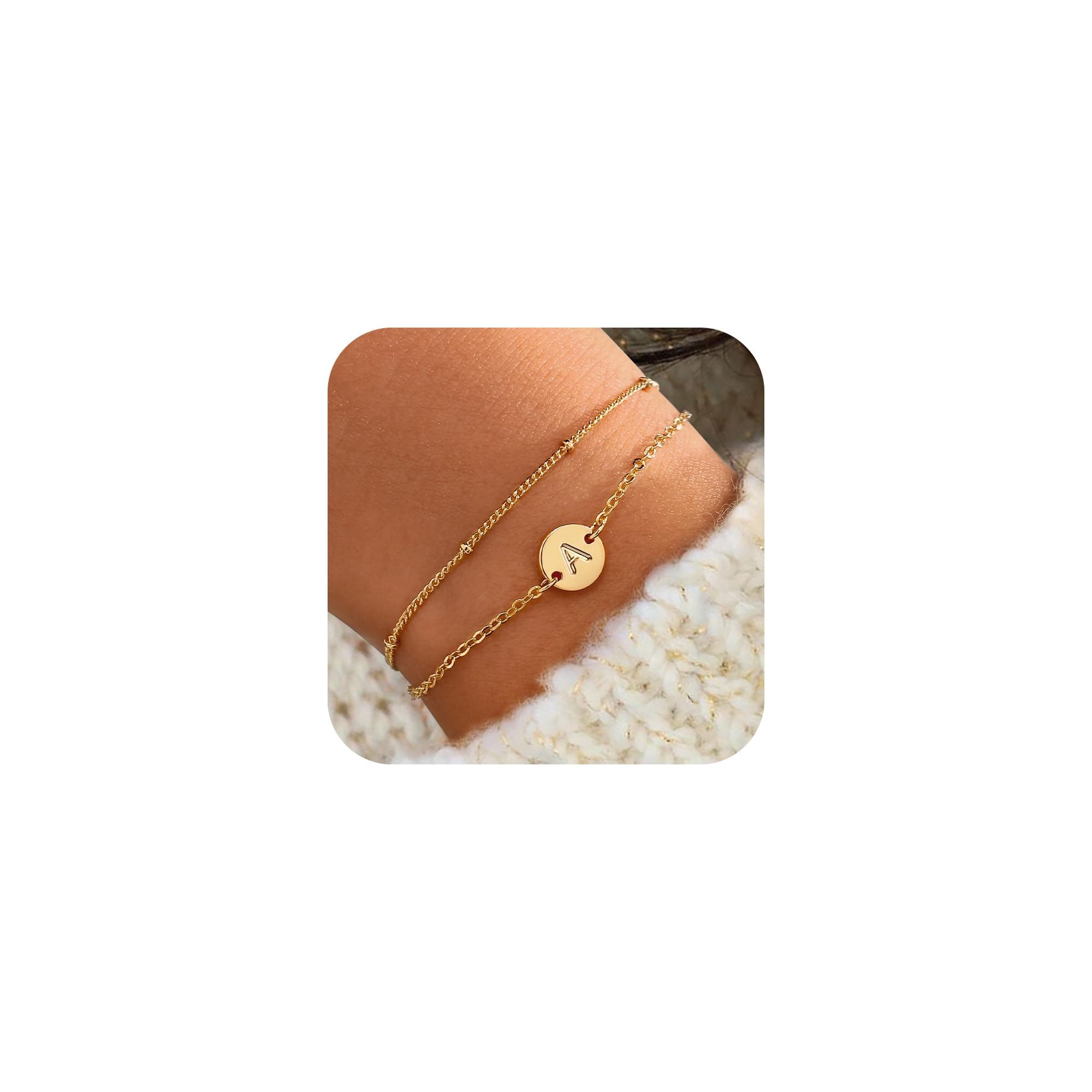 Trendy 18K Gold Initial Bracelets for Women