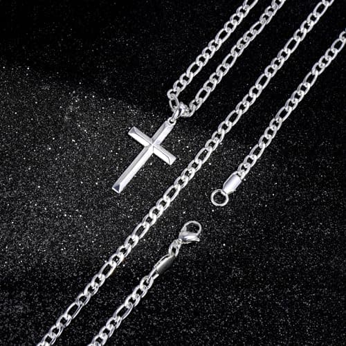 Ursteel S925 Sterling Silver Cross Necklace for Men and Women