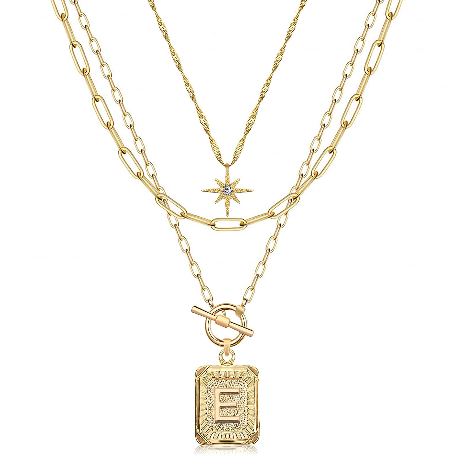MJartoria Trendy 14K Gold Plated Star Square Letter Choker Necklace