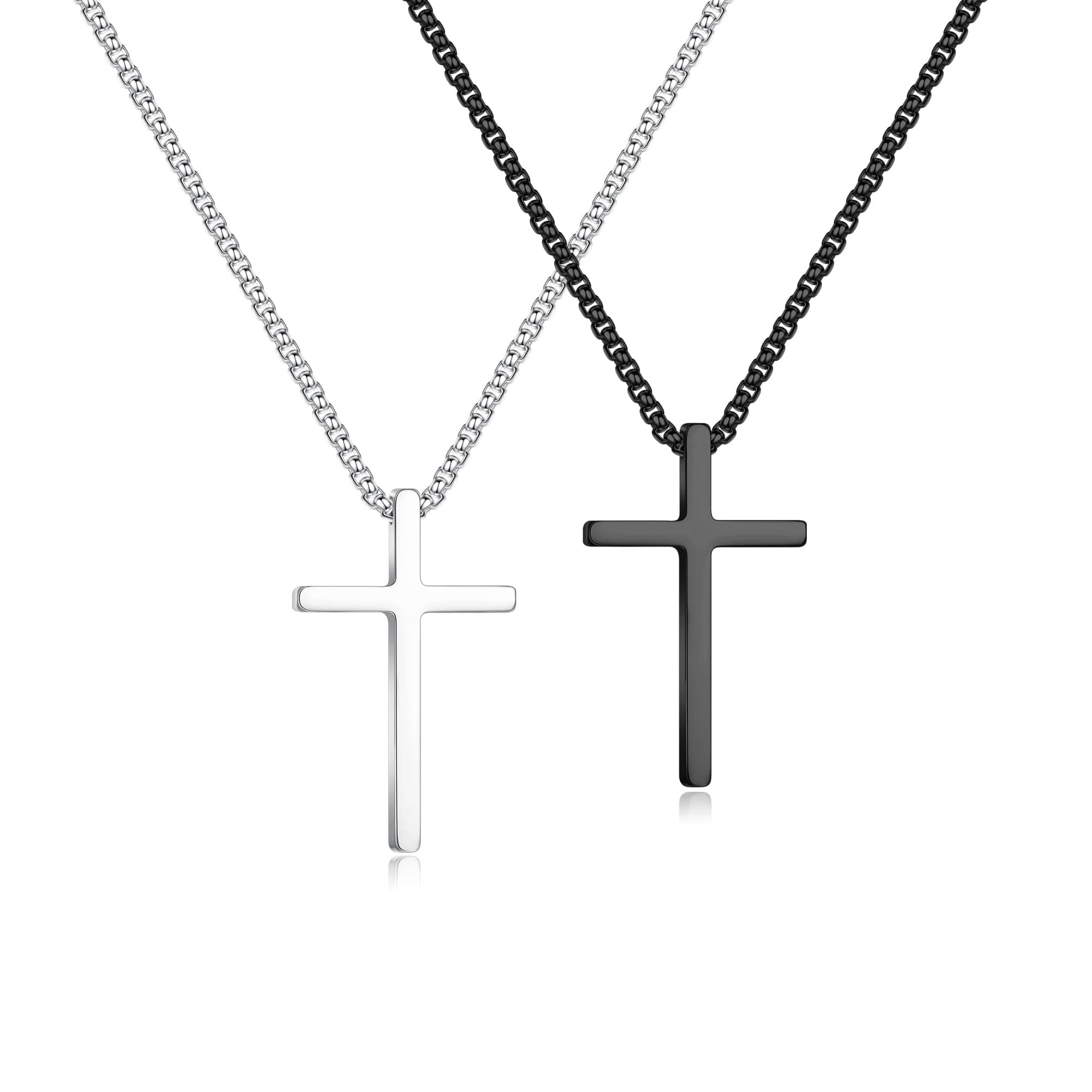 Men's Ursteel Silver Black Gold Cross Pendant Necklace, 16-30 Inches Chain
