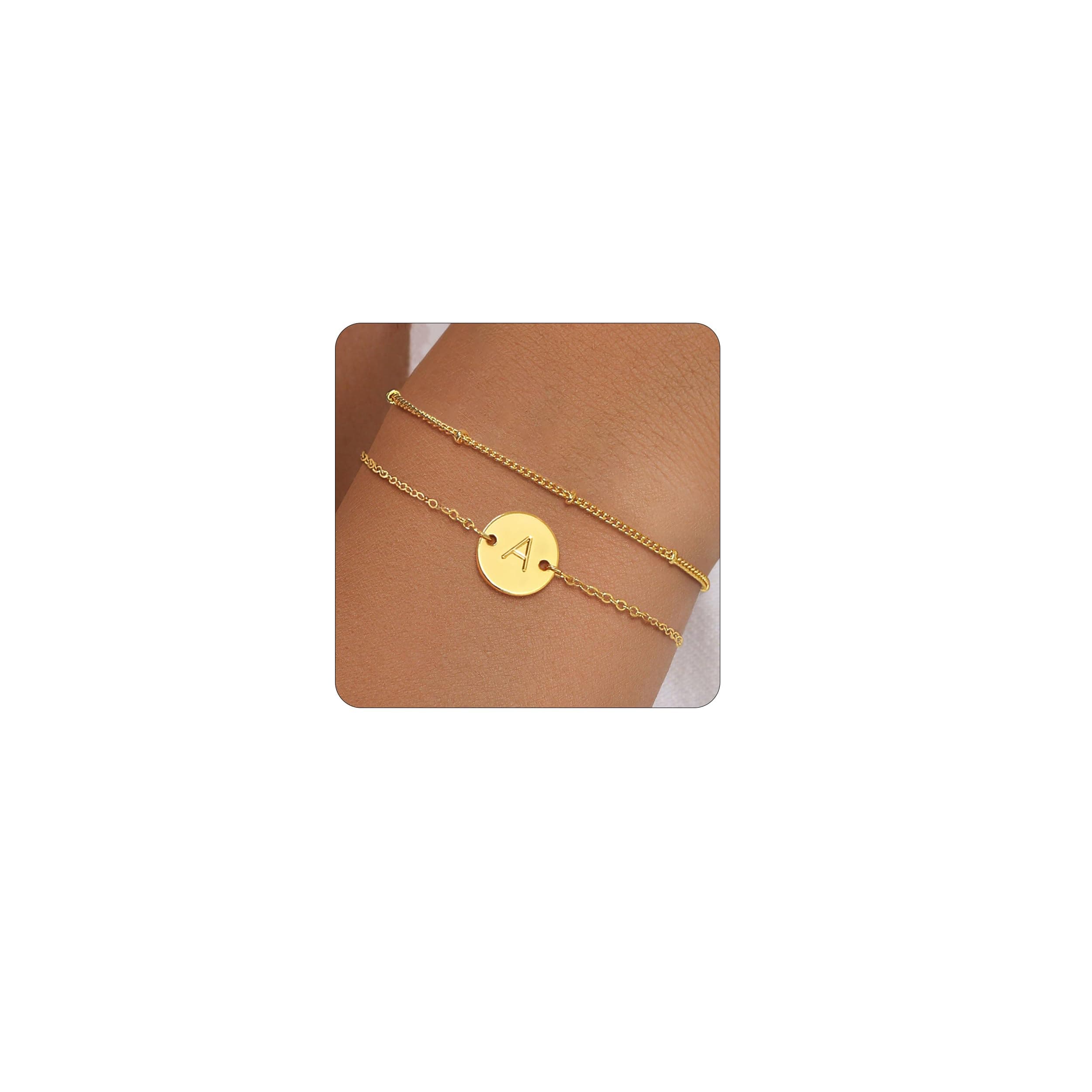 KAERUN Gold Filled Initial Bracelets for Women Personalized Gifts