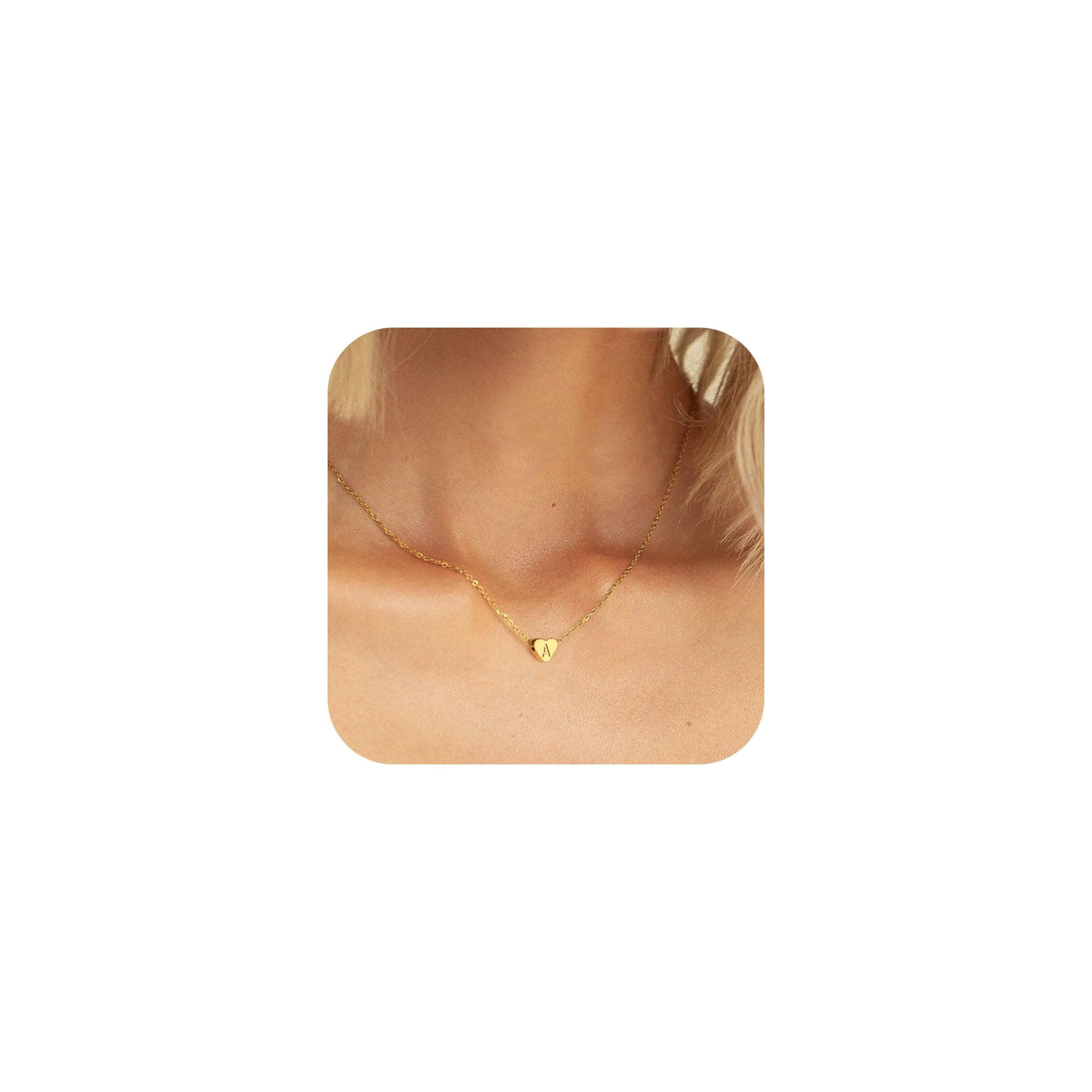 BAYLAY Kids Valentine's Heart Initial Necklaces A-Z Gold Plated Valentines Gifts