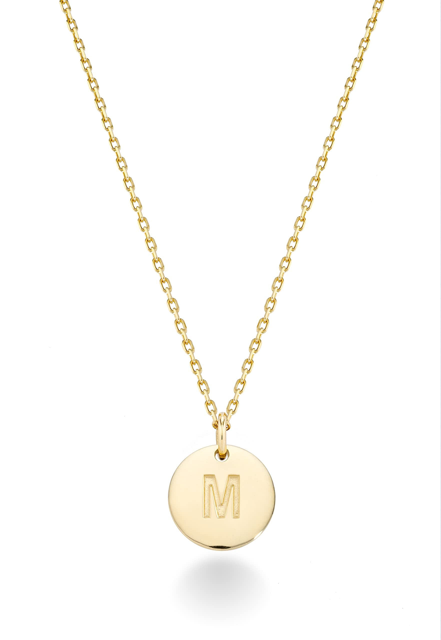 Miabella 18K Gold Plated Round Initial Necklace for Women Adjustment 18-20 Inch A-Z Made in Italy