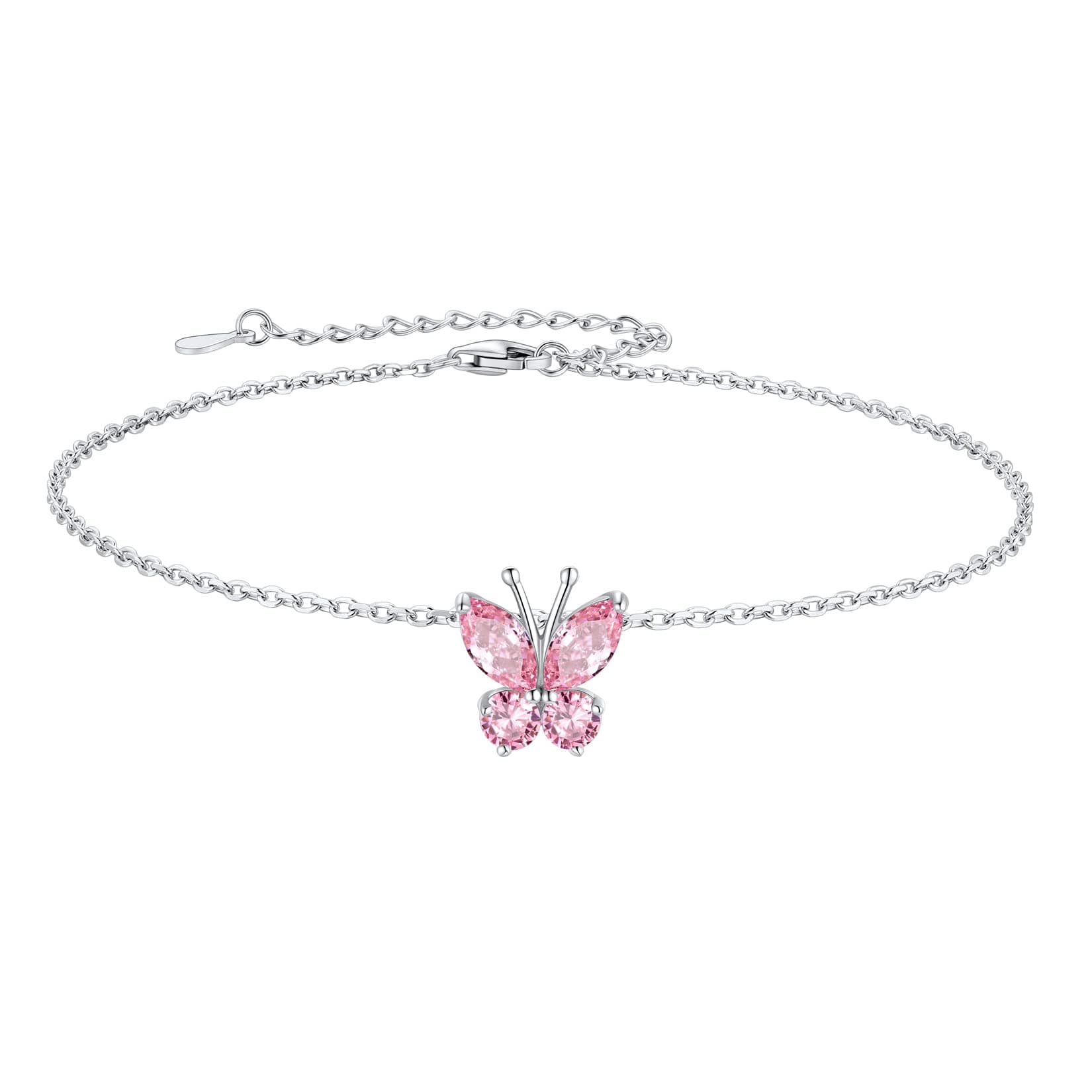 SILVERCUTE 925 Sterling Silver Butterfly Anklet for Women Waterproof Summer Beach Jewelry 22-27cm