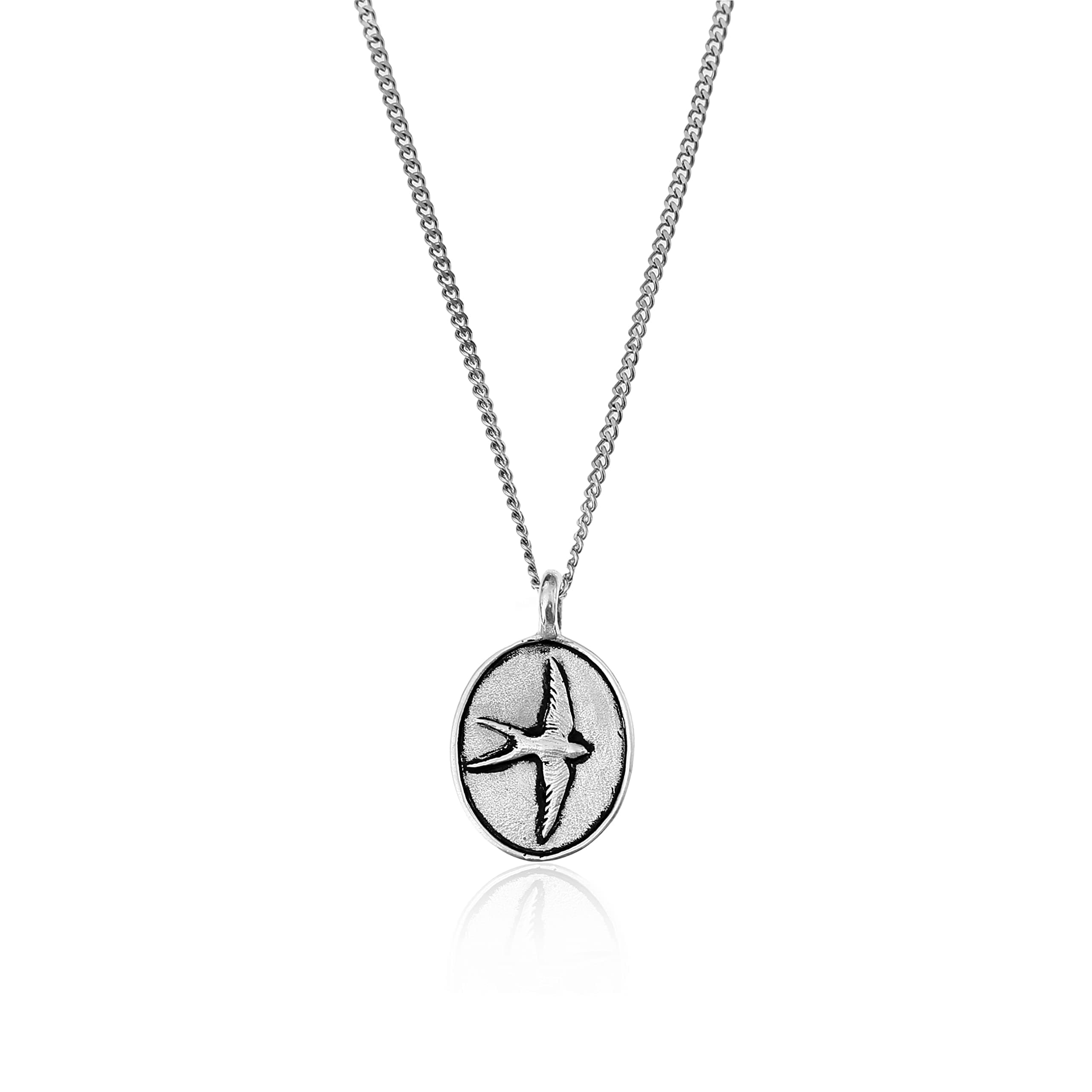Nami Mens Silver Pendant Necklace 23" Stainless Steel Chain Premium Gift