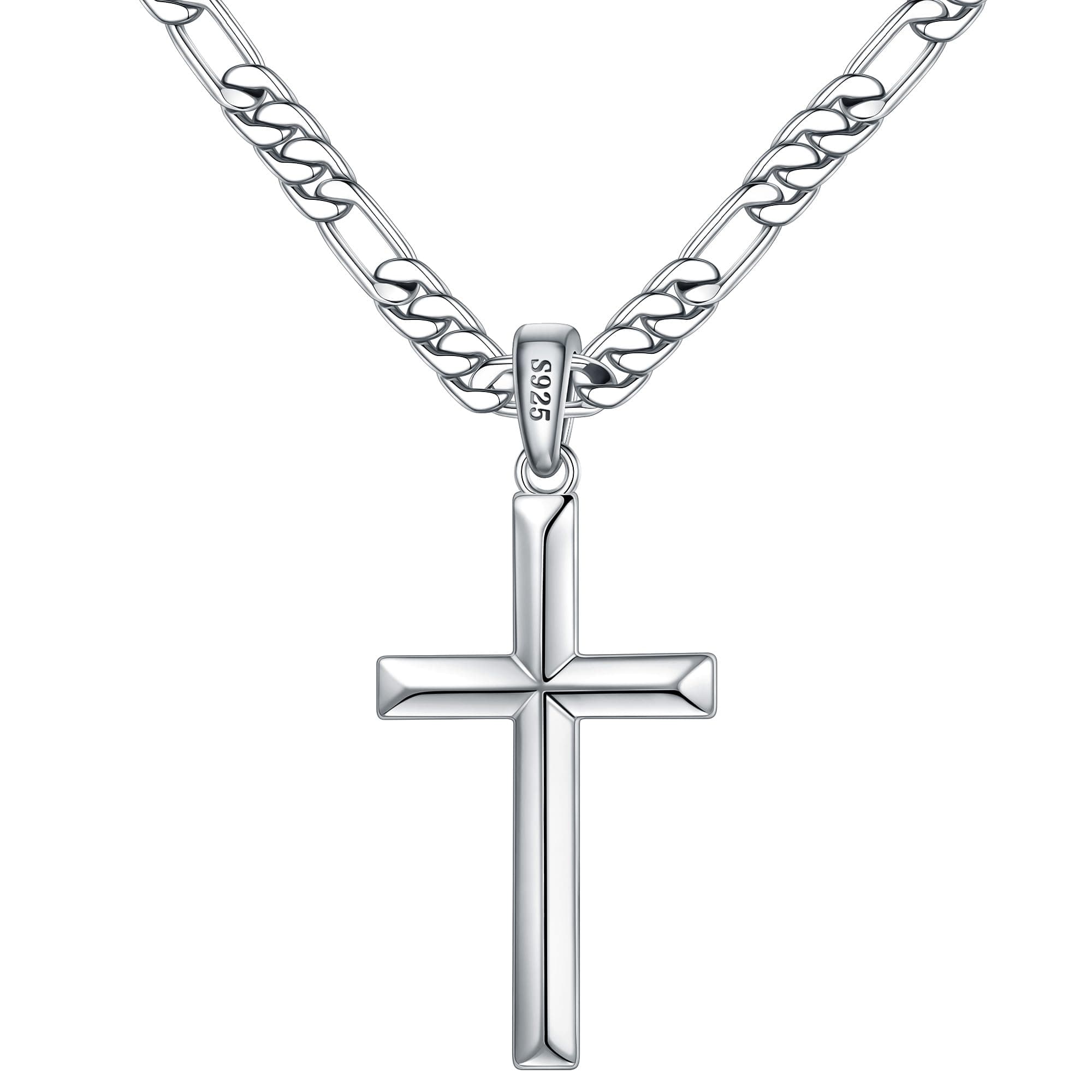 Ursteel S925 Sterling Silver Cross Necklace for Men and Women
