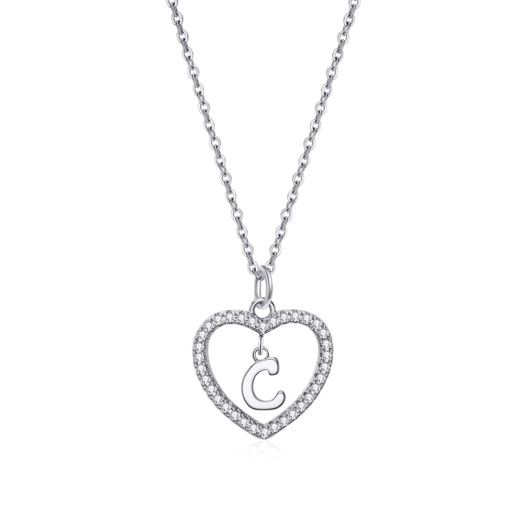 Lang Xuan Personalised Silver Initial Necklace A-Z Name Pendant Gifts