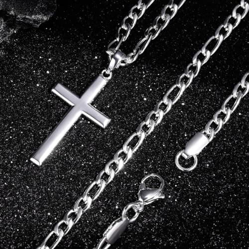 Ursteel 925 Sterling Silver Cross Necklace for Men and Women