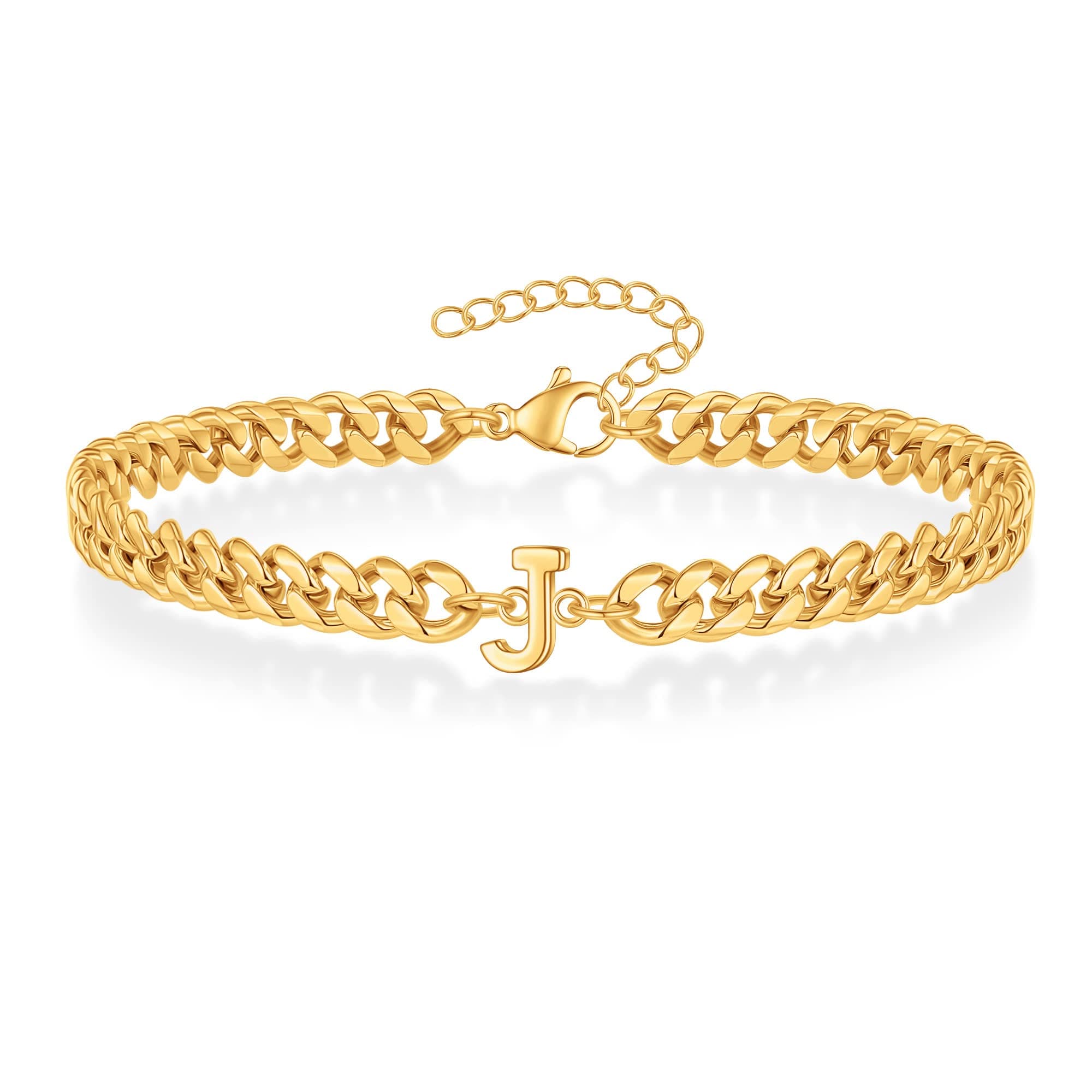 FOCOOG Men's Gold & Silver Initial Bracelet - Custom Adjustable Gift for Him Husband Dad