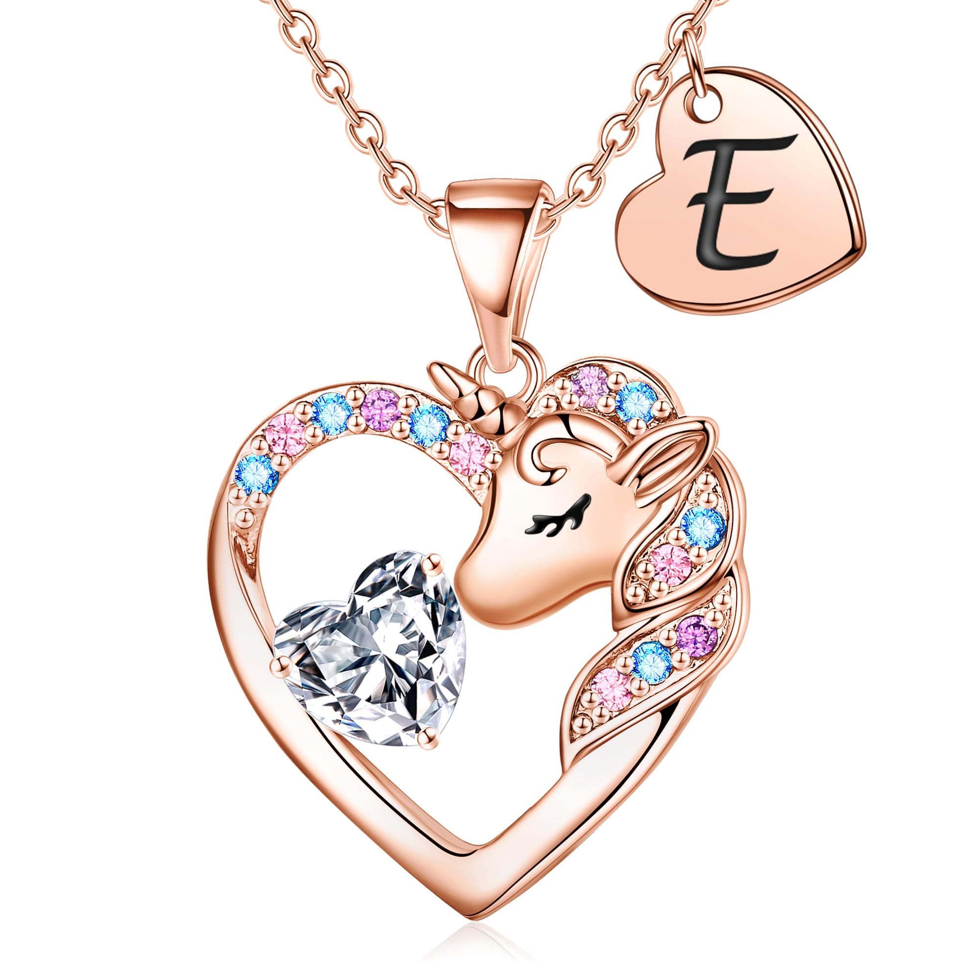 IEFRICH CZ Heart Unicorn Necklace for Girls & Teens Jewelry
